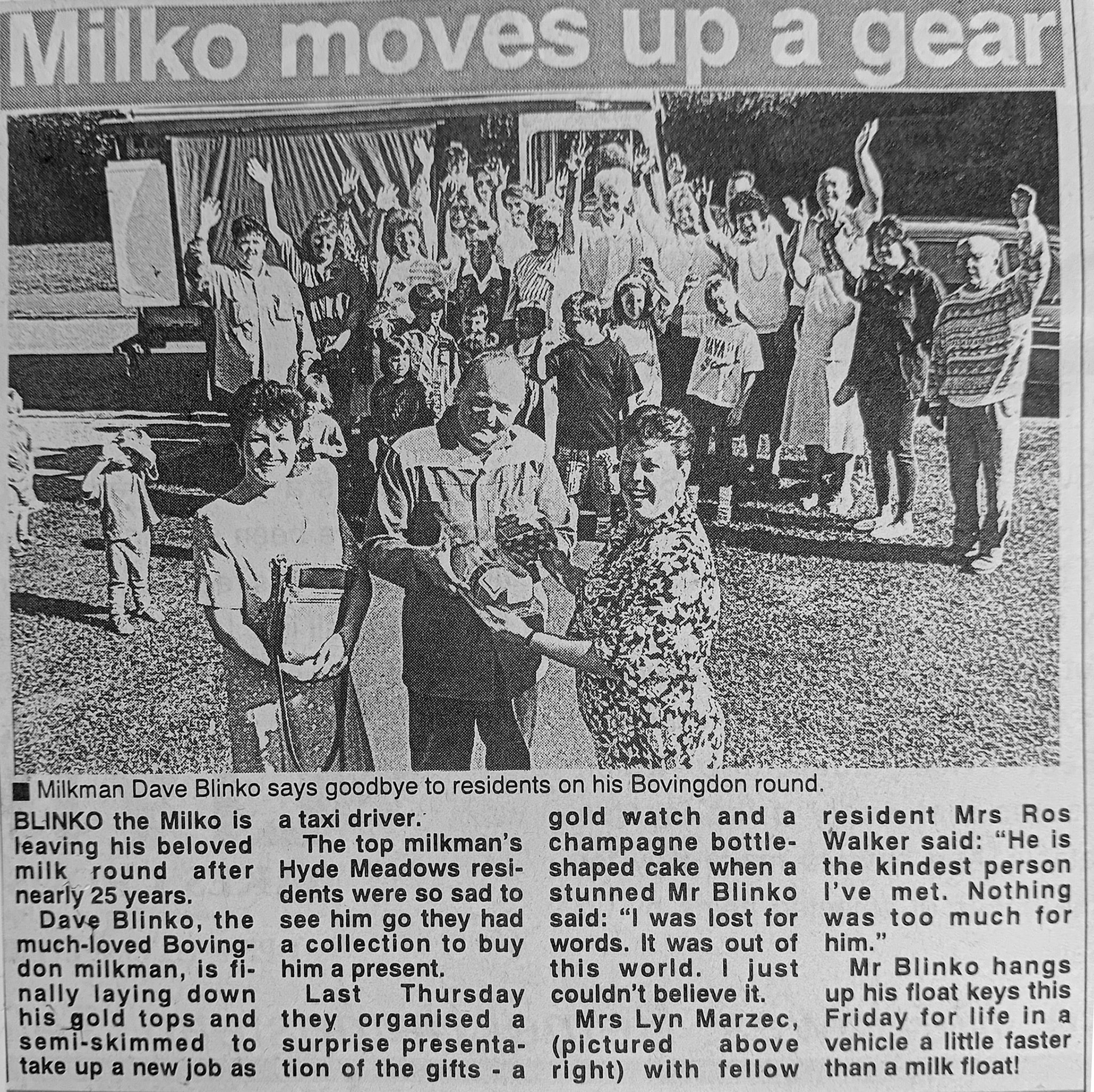 1980's? Dave Blinko from Bovingdon retires after 25 years. (Courtesy Paul Smith)