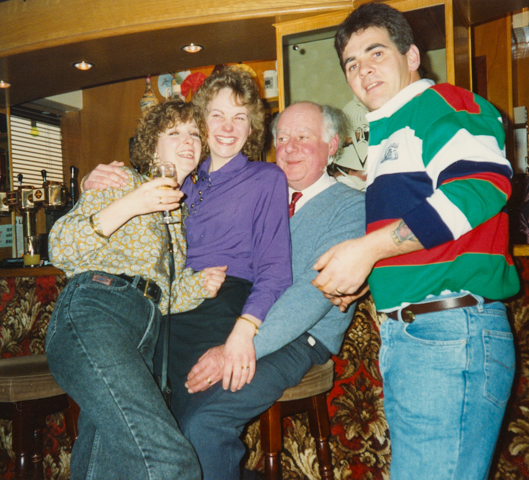 1992 Honiton Last Day, January 10th: Nikki ?, Vicky Maynard Tony Moxon and Phil Stevens (Courtesy Wendy Hawker)