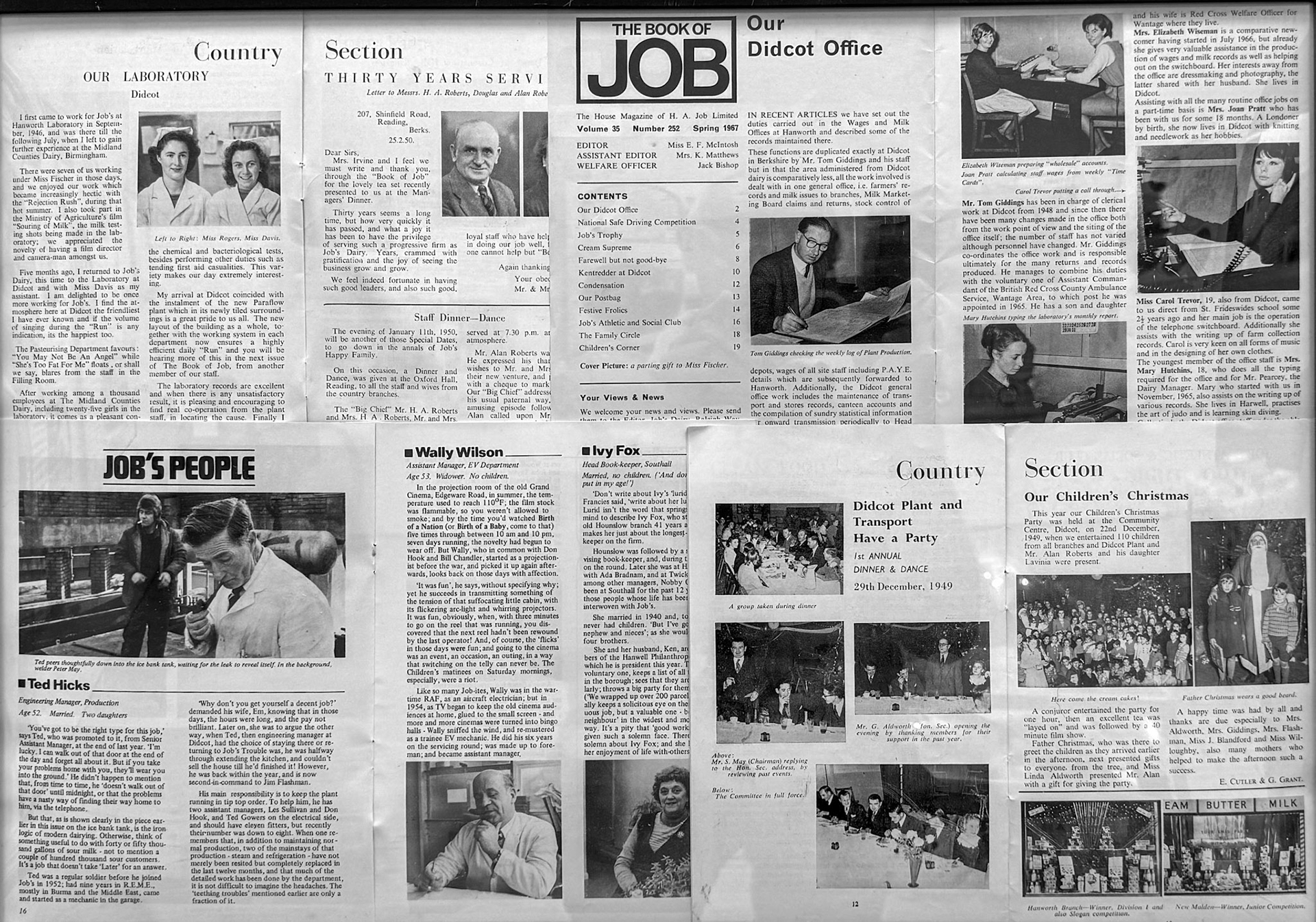 1950's Excerpts from 'The Book of Job' staff magazine. (Didcot Dairy Exhibition 2024, Cornerstone Arts Centre)