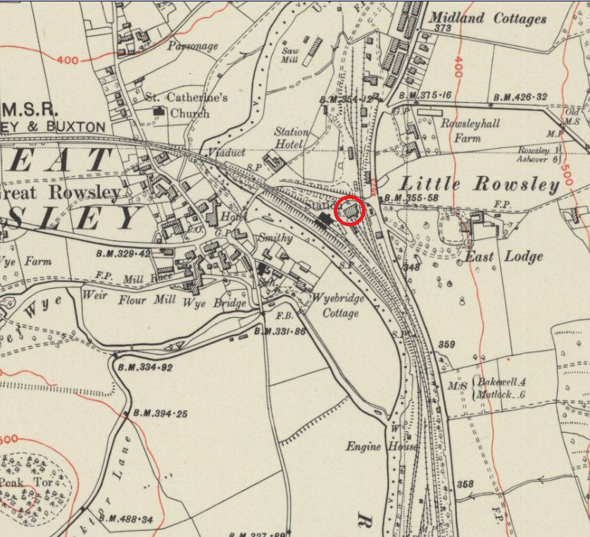 1923 Larger scale map of location of Rowsley Creamery, showing its own rail sidings. (Courtesy Matthew Pinto, map date from Dave Walker-Smith)