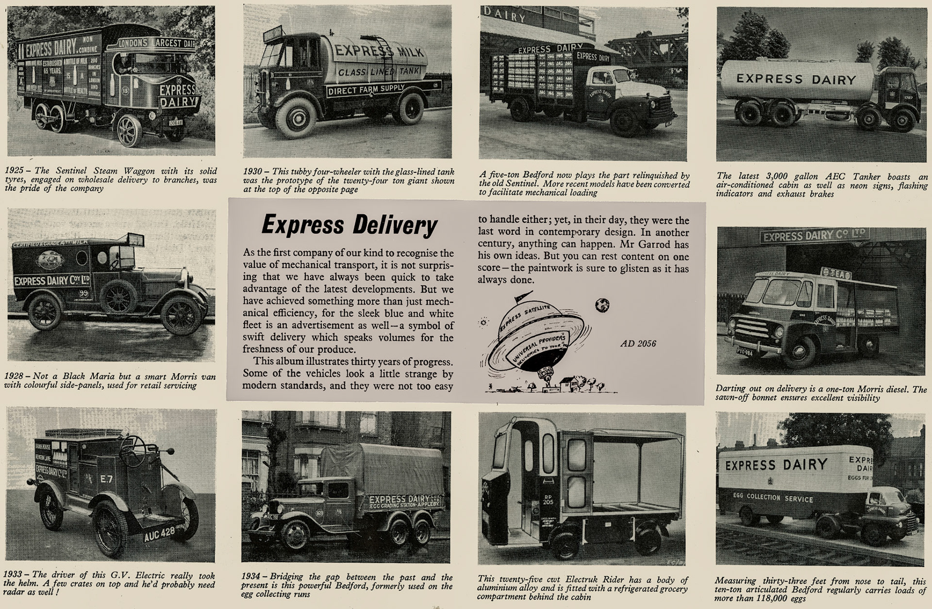 1956 Album showing 30 years of progress in transport fleet. (Express News July)