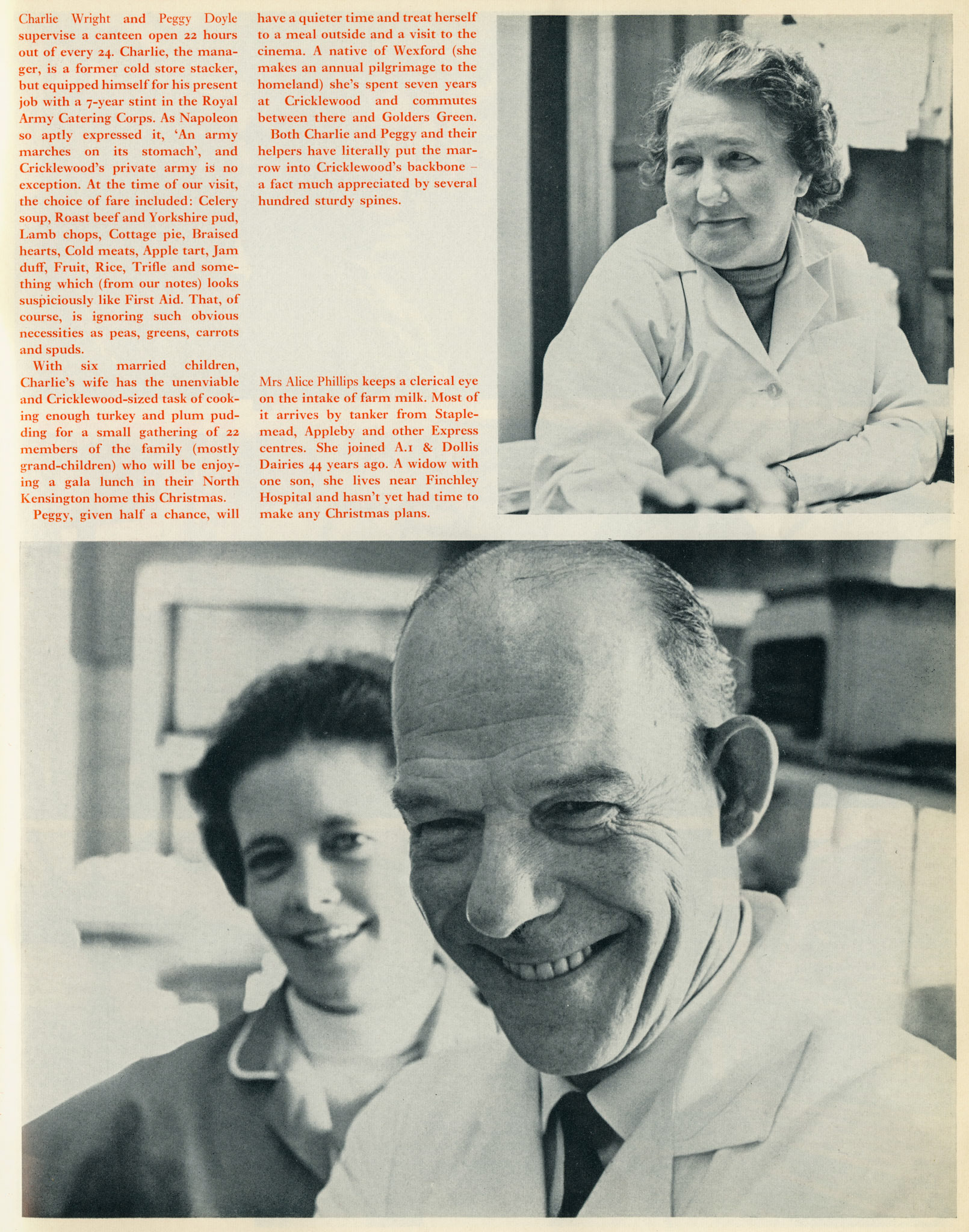 1968 'Portrait Gallery' from Cricklewood Dairy (Alice Phillips, Peggy Doyle, Charlie Wright)