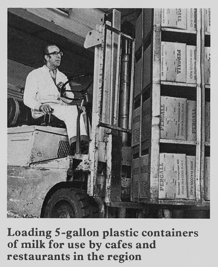 1977 Les Snell loading 5 gallon Pergalls at Exeter, identified by Mike Chrichard. (Express News Autumn)