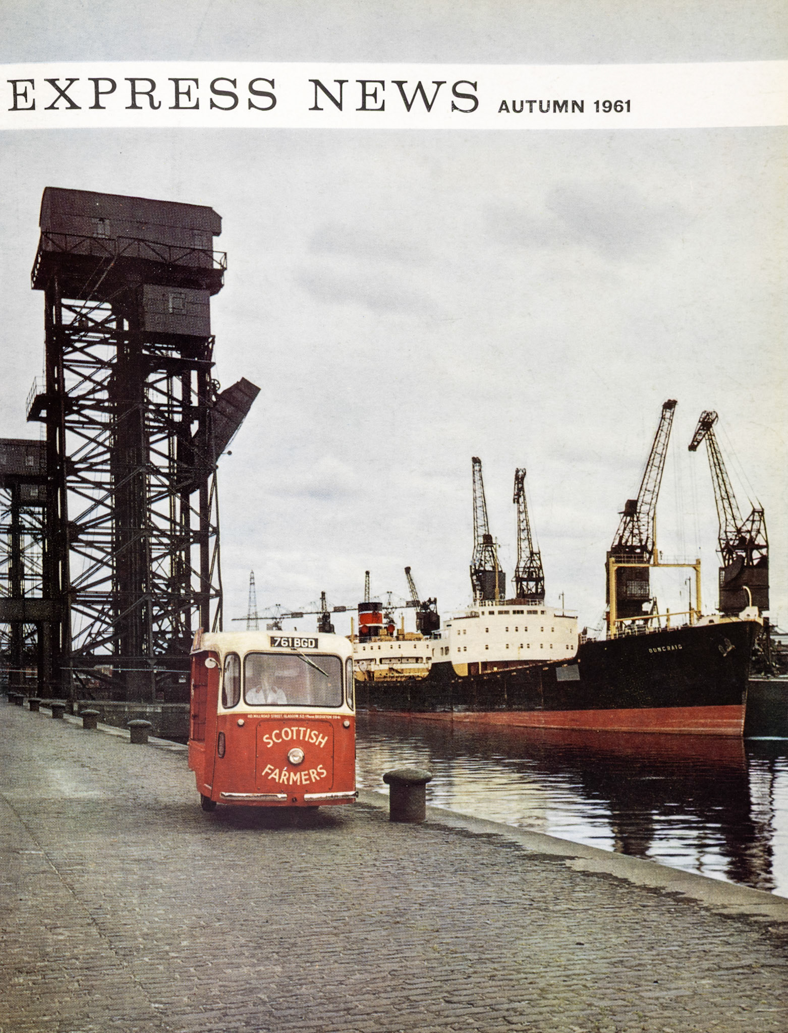 1961 Wales & Edwards float returns from the shipyards to the Clydebank Depot. (Express News Autumn, Front Cover)