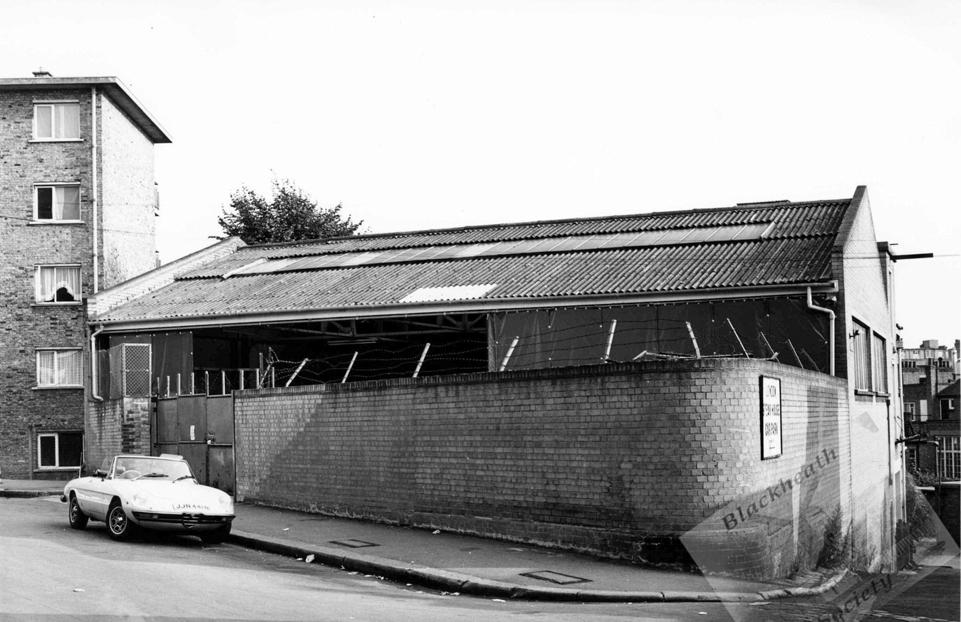 1981 Blackheath Depot. Robin Fraser Bell comments "When Blackheath closed in the 80's, the rounds moved into Welling depot. I served that road many a time and down the alley to serve a few restaurants in the 90's." Paul Batchelor adds "Coldstore and floats in the main yard, Servery and Mess room across the road. Offices backing onto Express shop down the side road on the right, and more floats down the bottom of that road on the left." (Courtesy Blackheath Society)