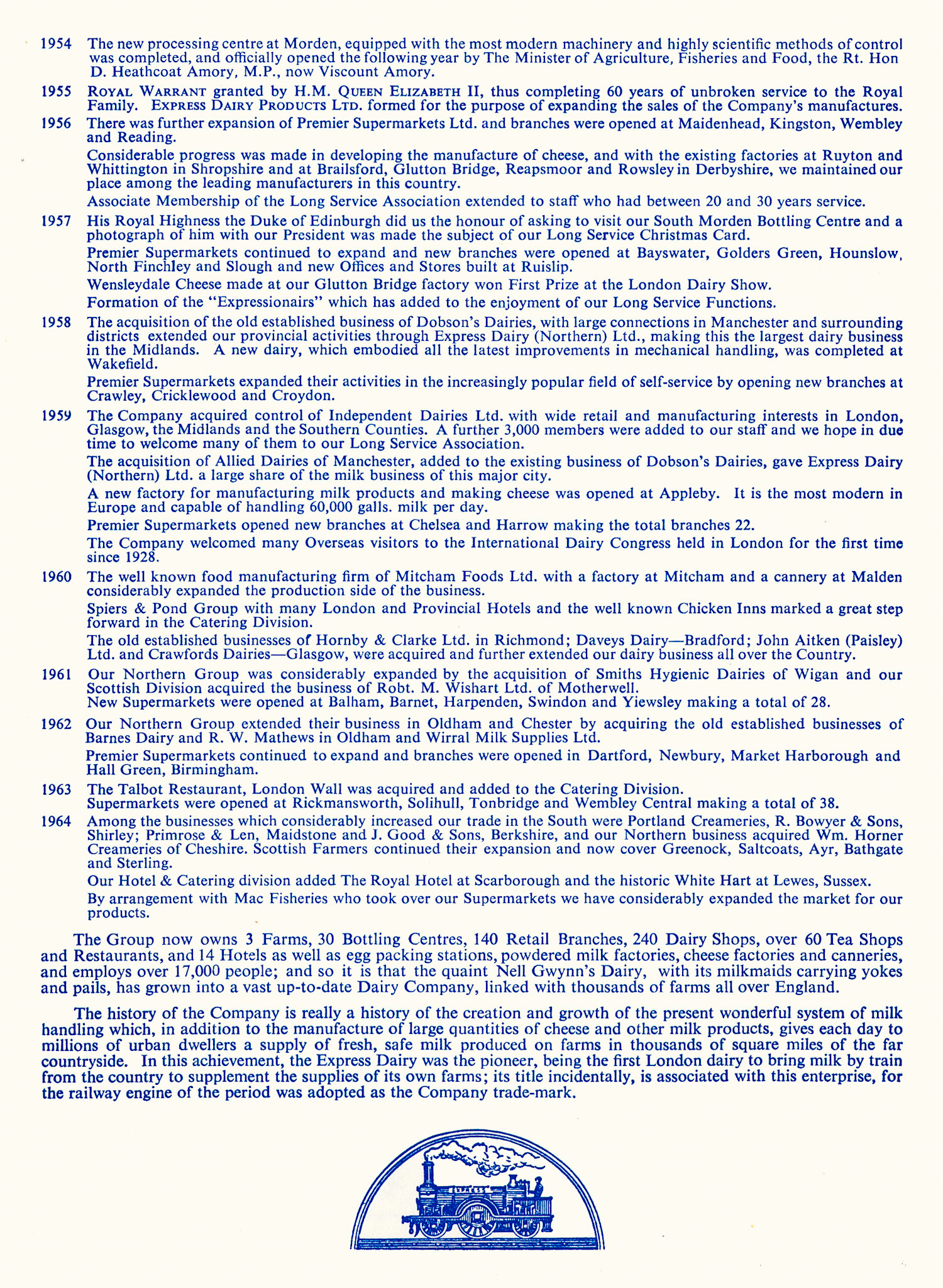 1965 Long Service Awards Programme-A Short History of the Company.  (Courtesy Kevin Yates)