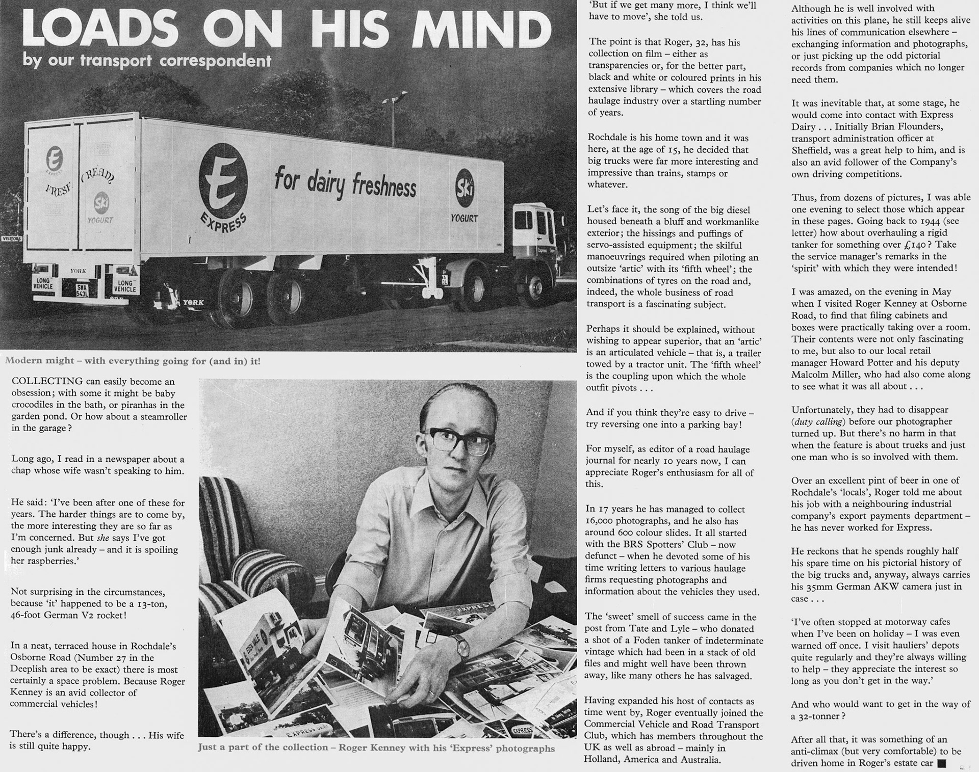 1975 Roger Kenny with his collection of Express Vehicle photos. (Express News Autumn)