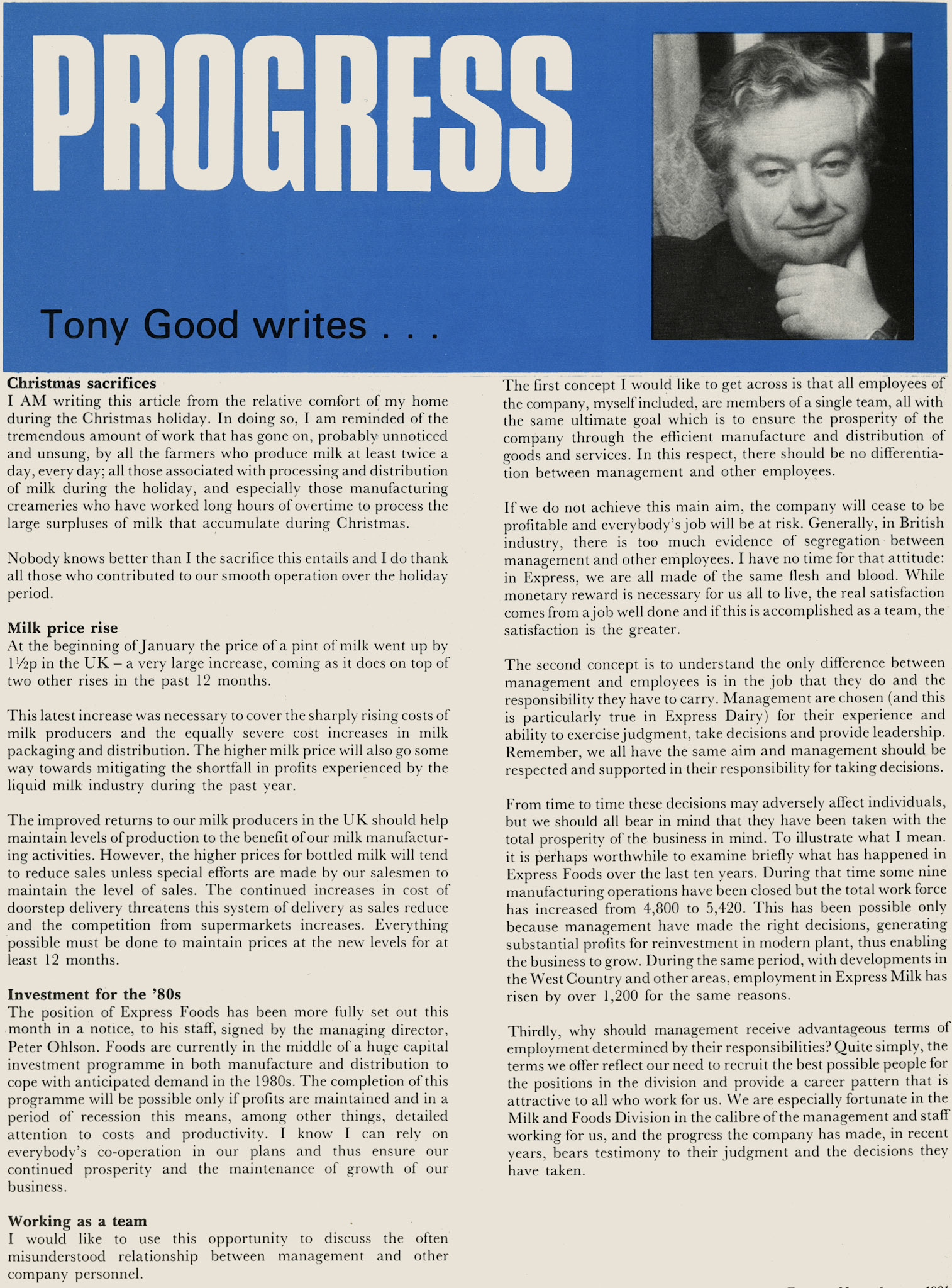 1981 Tony Good reports on progress. (January Express News)