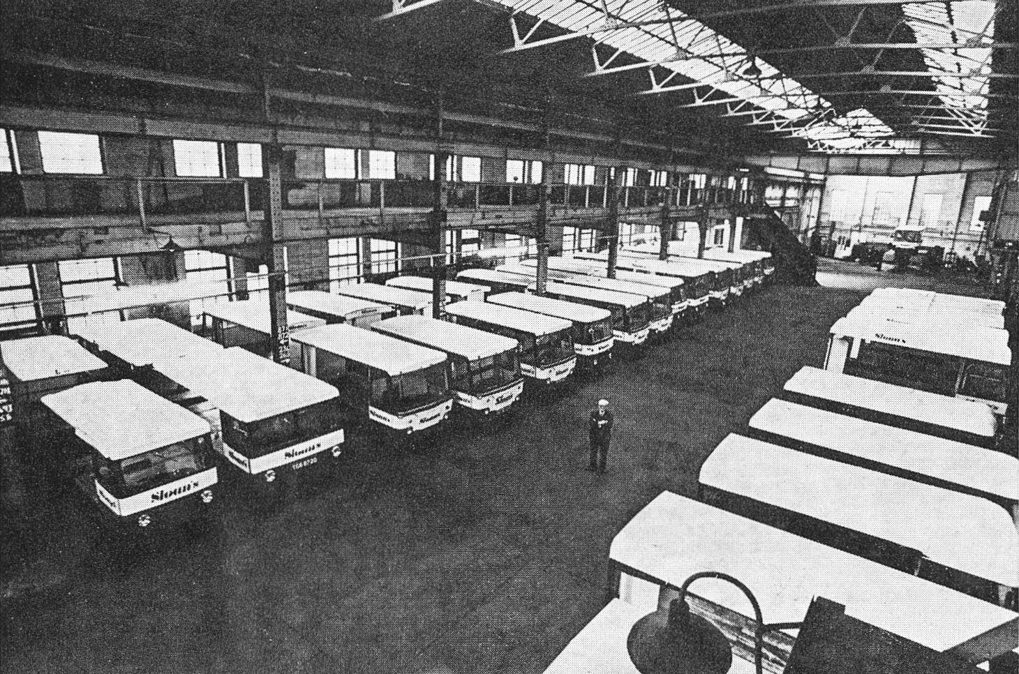 1972 Sloan's Dairies, Glasgow- Strathcona Drive vehicle maintenance depot. (Express News Christmas)
