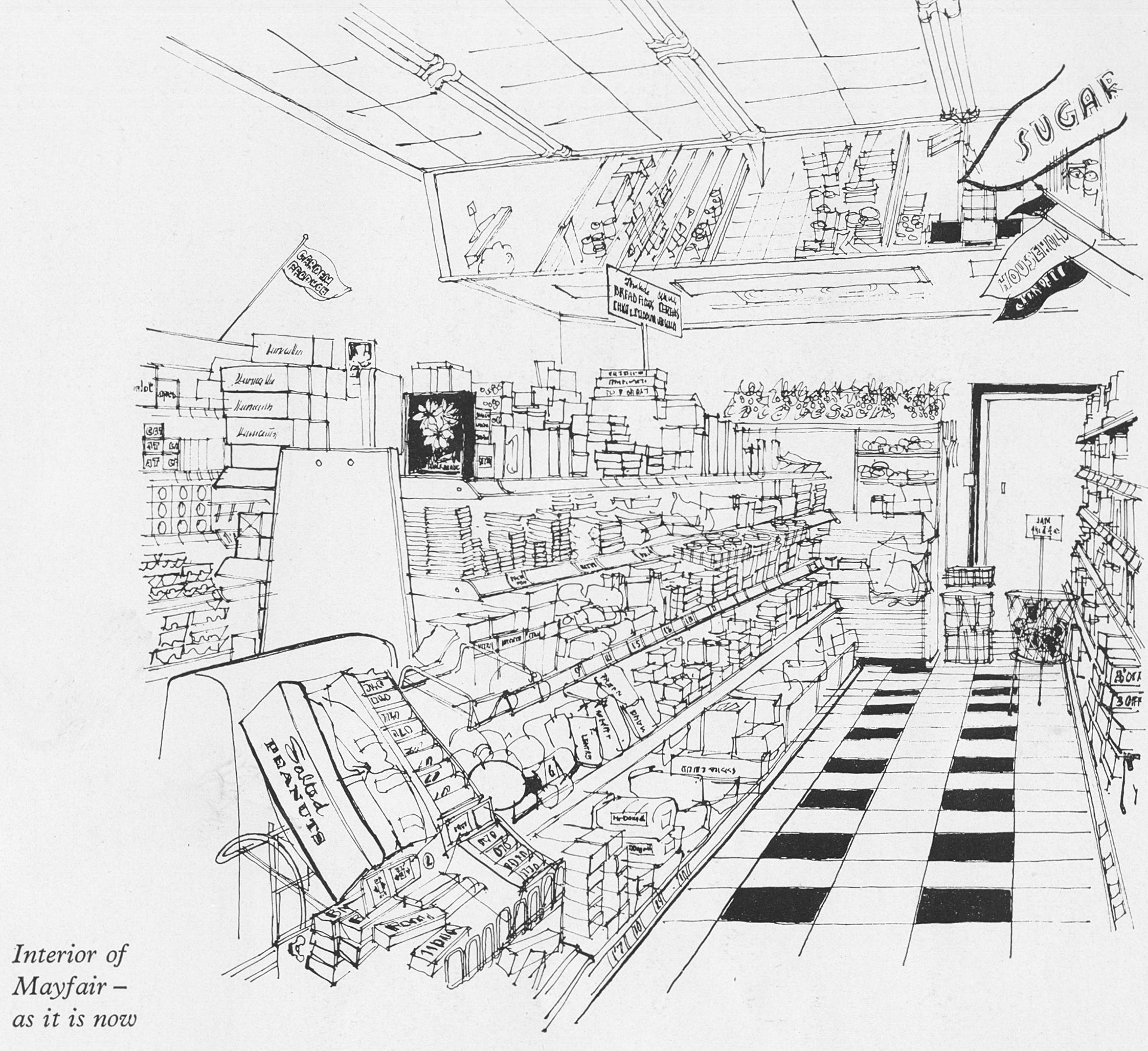1961 Express News shops feature-interior of North Audley Street, Mayfair shop after renovation. (Express News Summer)