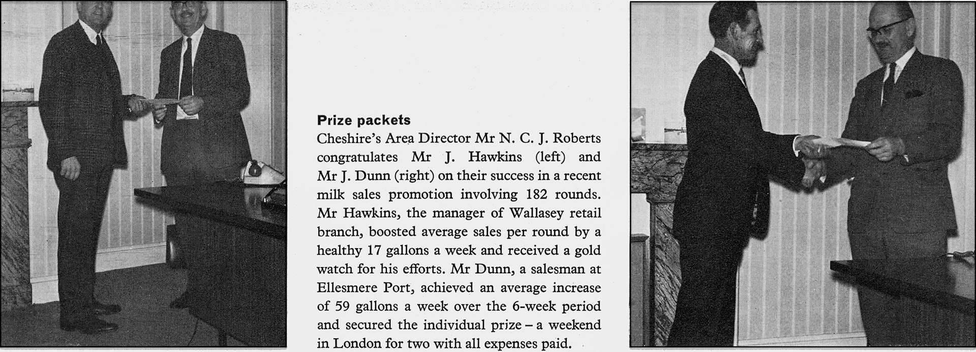 1967 Wallasey and Ellesmere Port Retail Depots receive awards.  (Express News Spring)