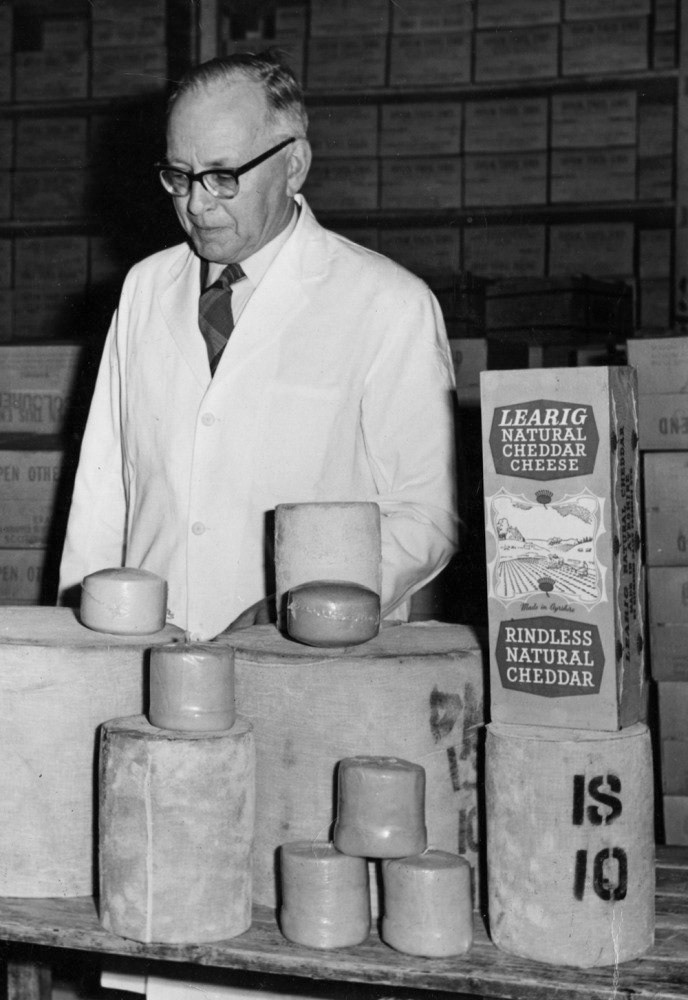 1960s? 'Learig' cheese on display (trademark of Kilmaurs Dairy Farmers Ltd). (Courtesy East Ayrshire Council)