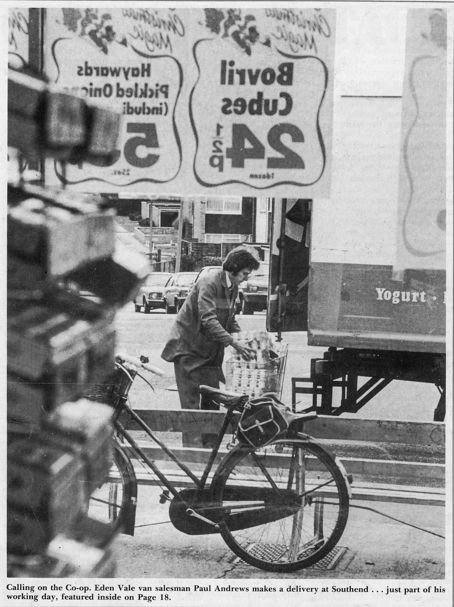1981 Eden Vale van salesman Paul Andrews makes a delivery in Southend