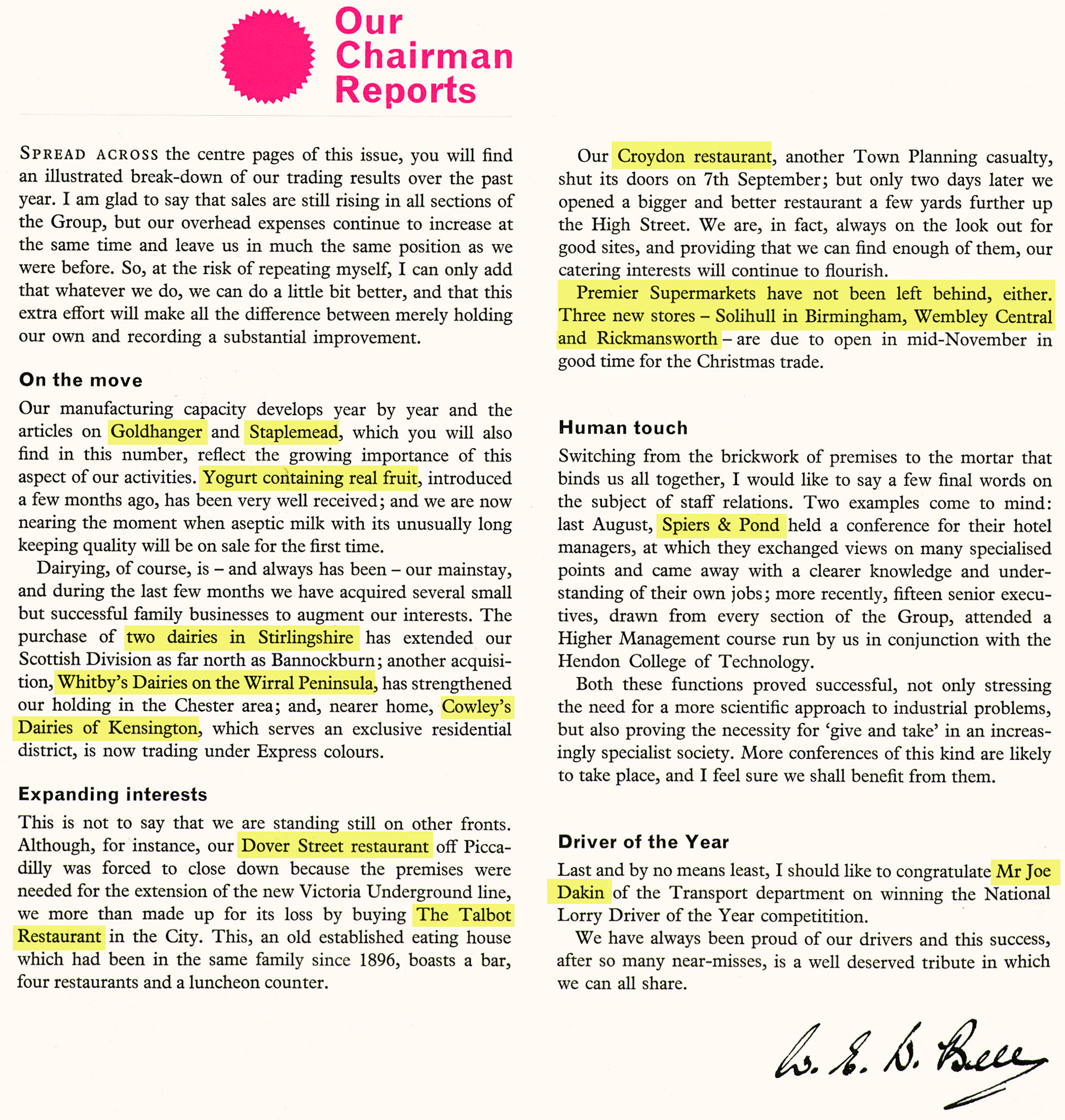 1963 W.E.D. Bell's Chairman's Report (Express News Autumn)