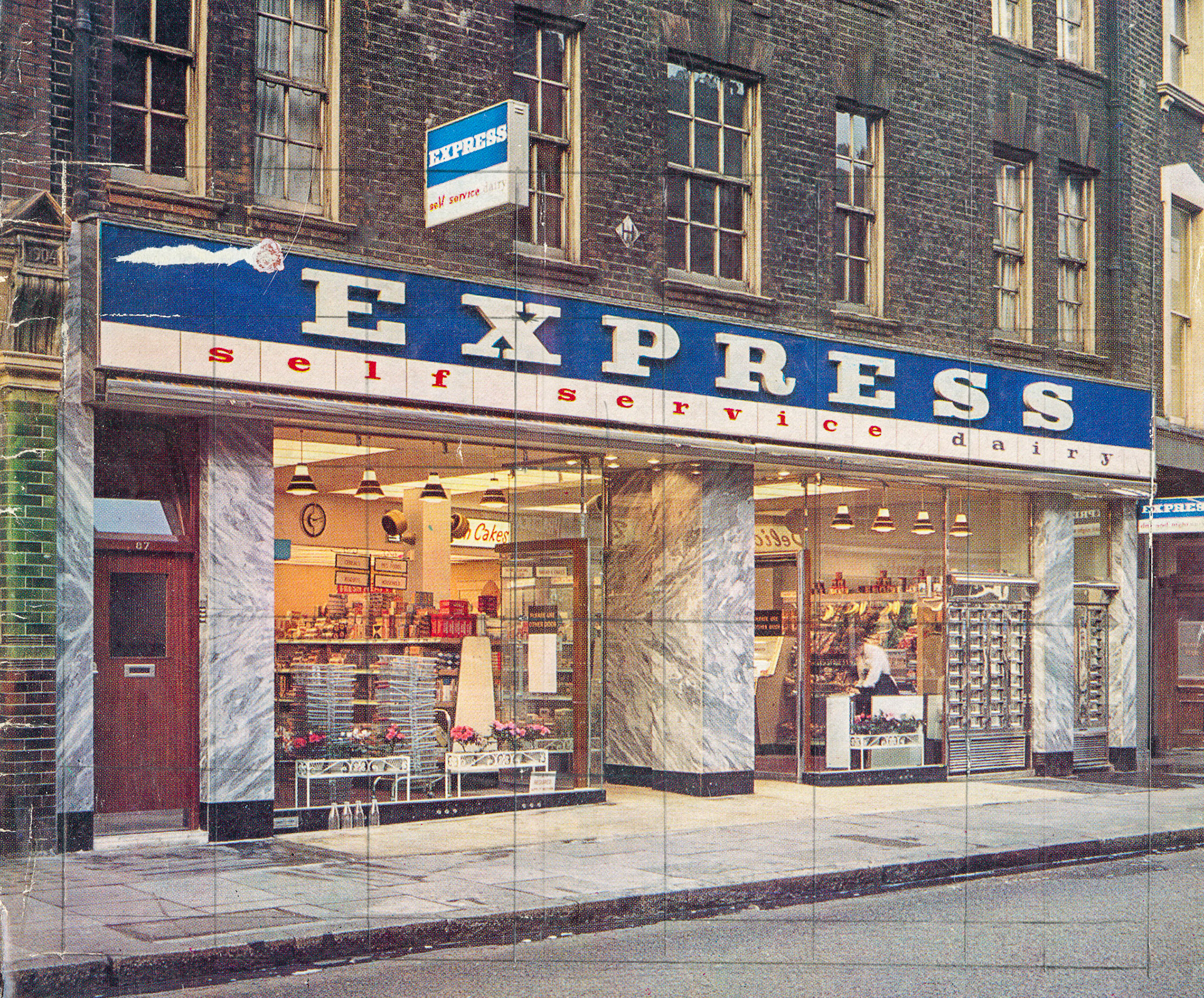 1960's Marchmont Street shop in Bloomsbury even incorporated a greengrocery section. (From Express Story 1864 - 1964)