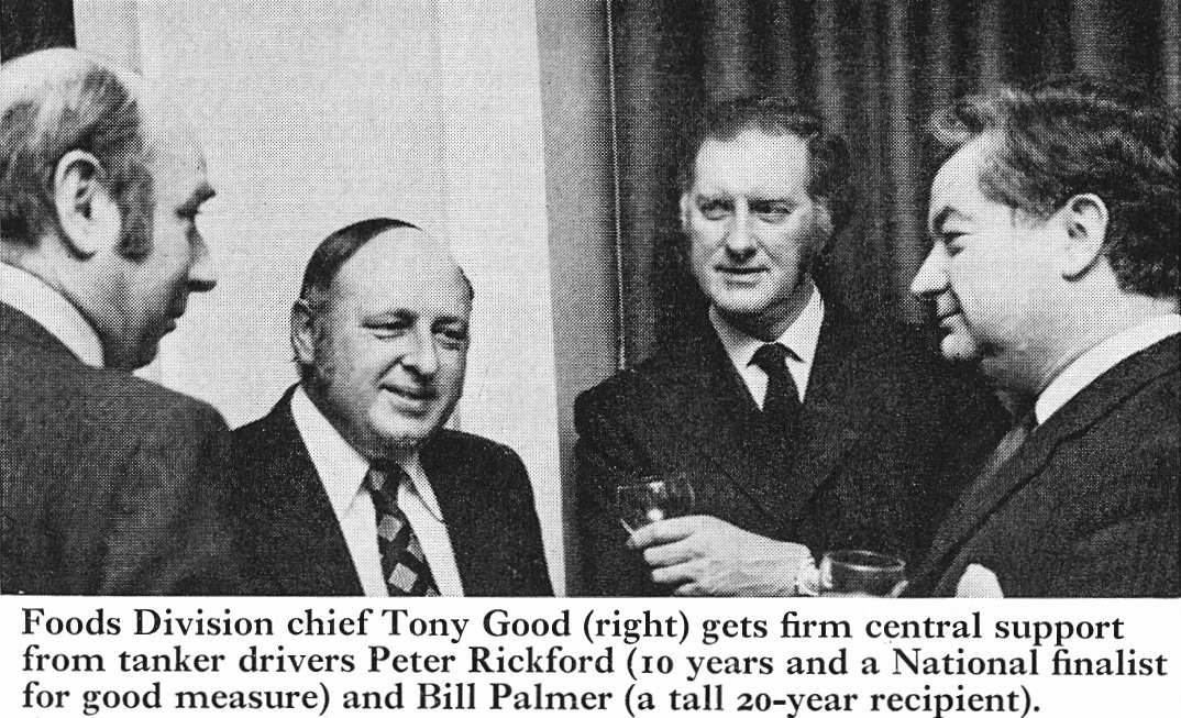 1974 Foods Division tanker drivers Peter Rickford and Bill Palmer with Tony Good, right. (Express News Summer)
