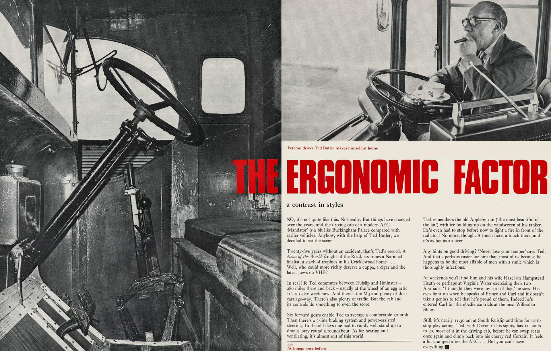 1972 Ted Butler contrasts old and new driving cabs. (Express News Summer)