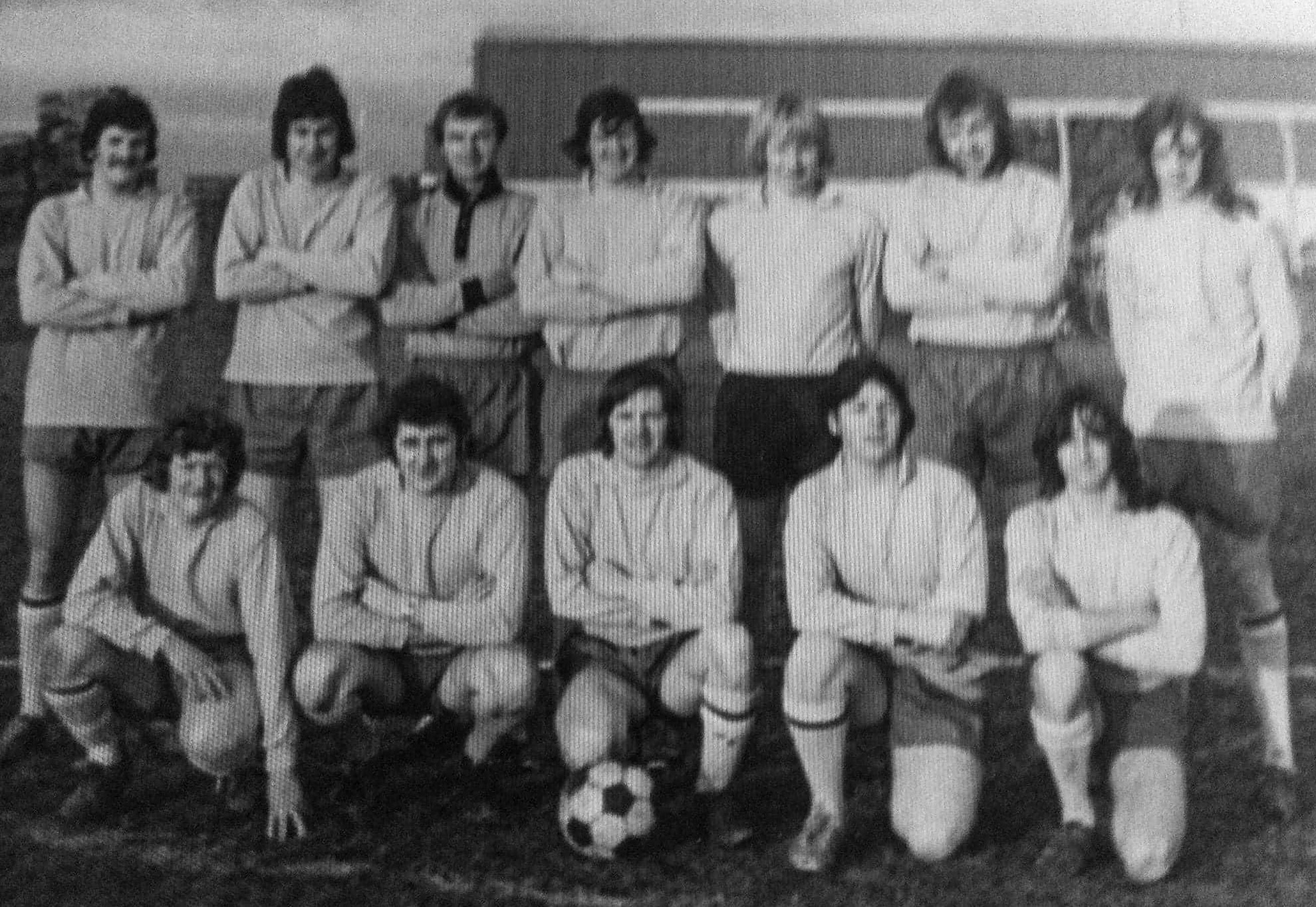 1970's? Fiona Eggleston comments "Appleby lads! Some good hairstyles amongst them lol, can anyone remember the dates?". Liz Whitley adds "I was at College (Seale Hayne) with Derek Iles who went to Express and I’m wondering if that is him in the second photo, with very red hair and a beard?". Fiona Eggleston replies "That is Roly JHad on the back row and Stephen Stephen 'Sd' Brakewell on the front". Alan Gillespie adds "Derek ended up at North Tawton, after that I'm not sure. I went to Appleby as part of my Seale Hayne course work experience 1976. I recognise Alan Purdom, and the goalkeeper was Eddie Robinson."(Courtesy Fiona Eggleston)