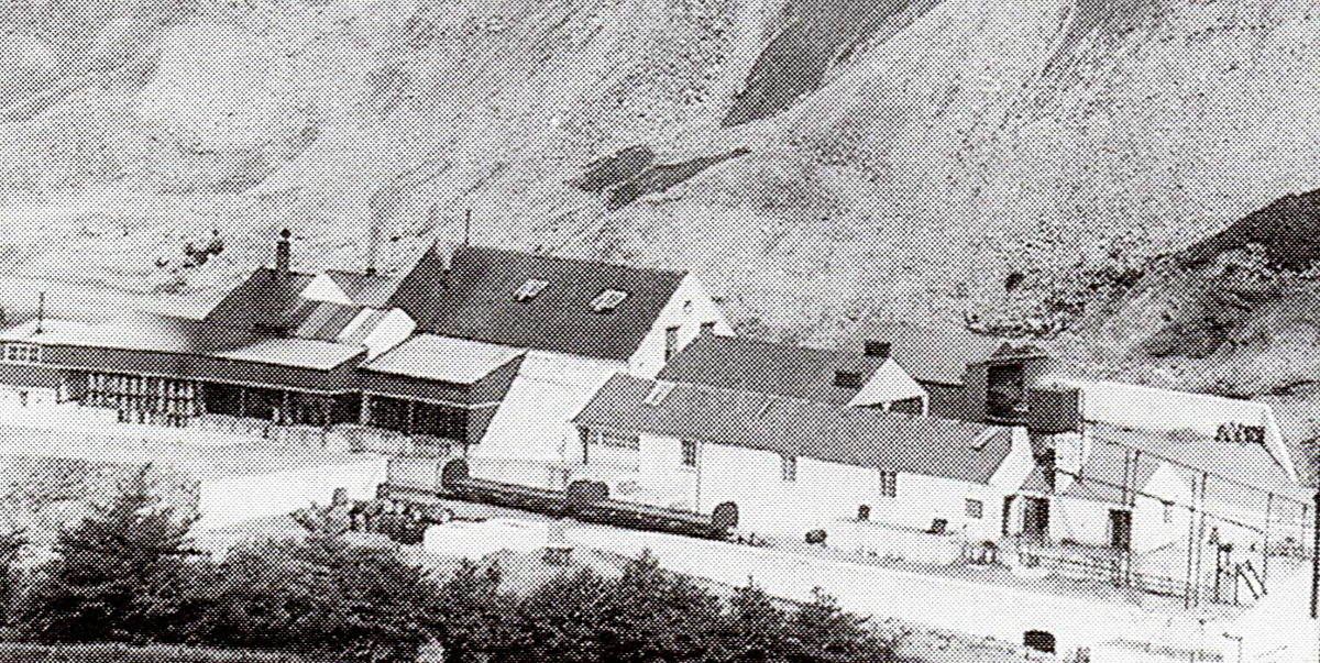 1940's ? Ecton Creamery. Alan Salt comments "Most of the old mine buildings and the Cheese factory have gone in this photo, I can remember going in the remains of the little shed-think it finally went altogether in the late 80's, just a bit of concrete base left last time I looked," (Courtesy Alan Salt)