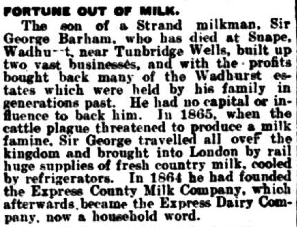 1913 Sir George Barham death. Weekly Dispatch (London). (Courtesy of THE BRITISH LIBRARY BOARD)