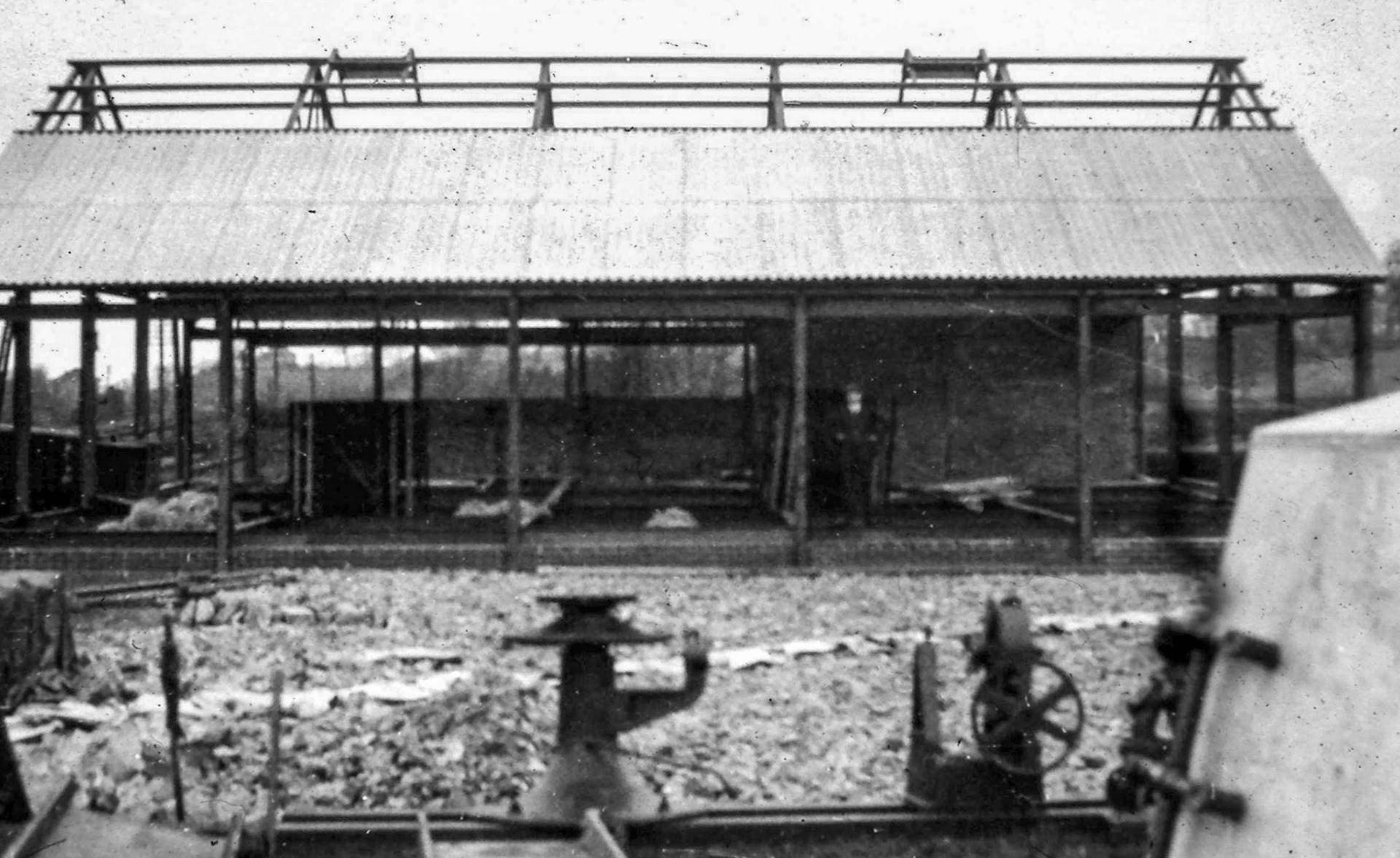 c 1930. Construction of Appleby's milk churn handling facility. (Courtesy and comments by David Rooke)