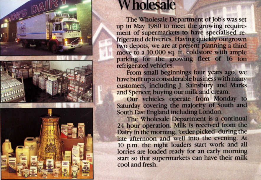 1980's Job's Dairy: Promotional document for Job's Dairy, giving a brief history of the firm. (Courtesy milkfloats.org.uk)