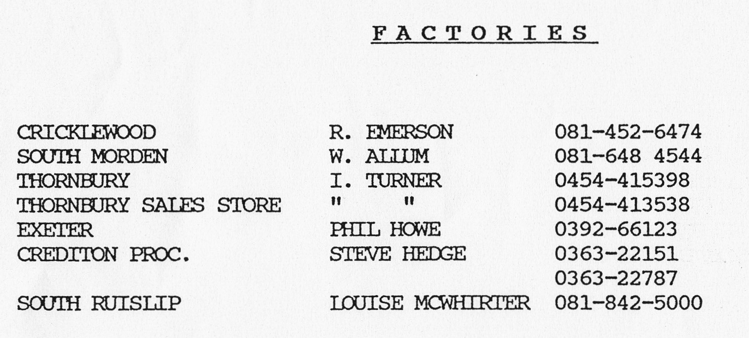 1991 Processing Centre List