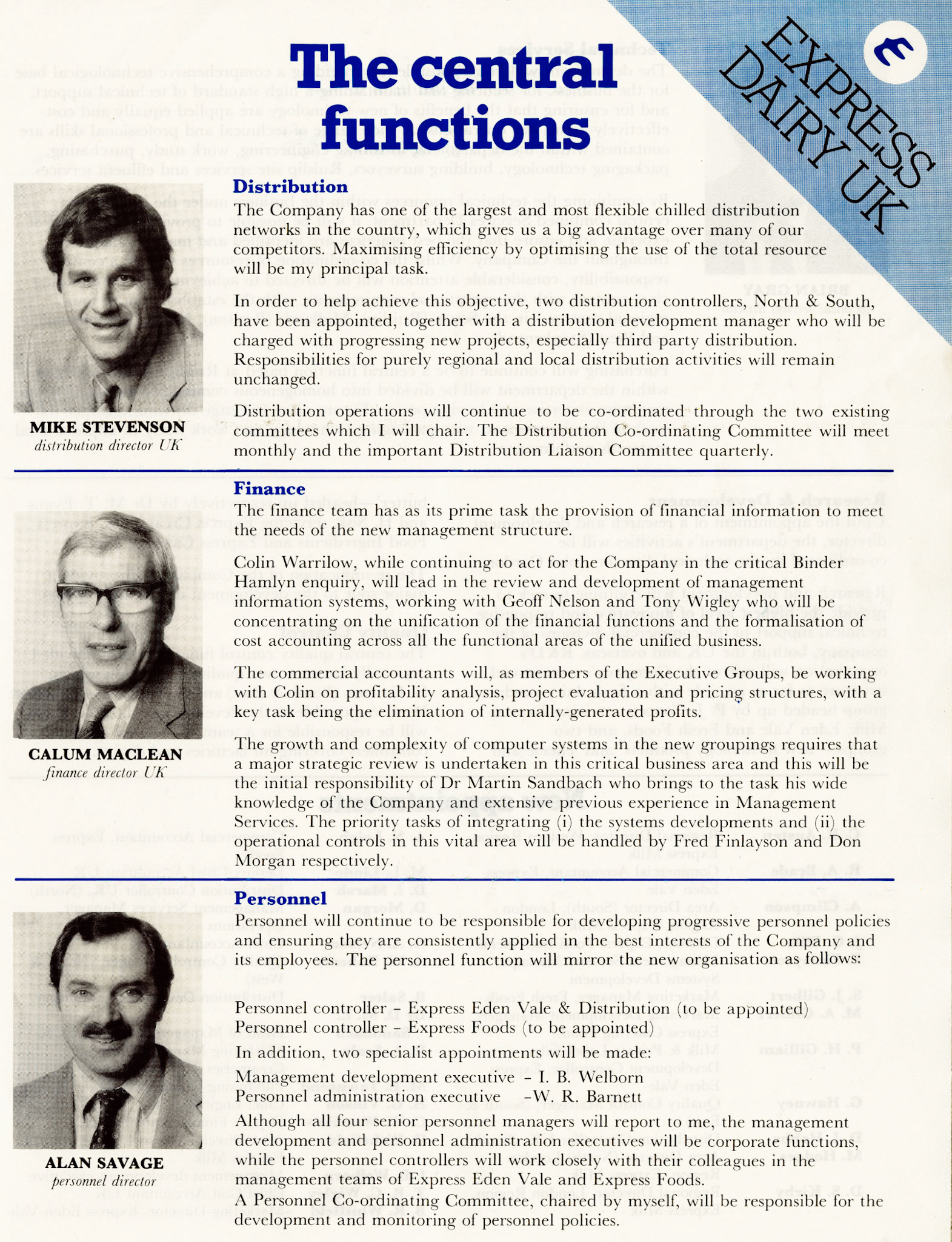 1982 MIKE STEVENSON, CALUM MACLEAN, ALAN SAVAGE “Taking shape for the 80’s” Brochure (Courtesy Tim Gray)