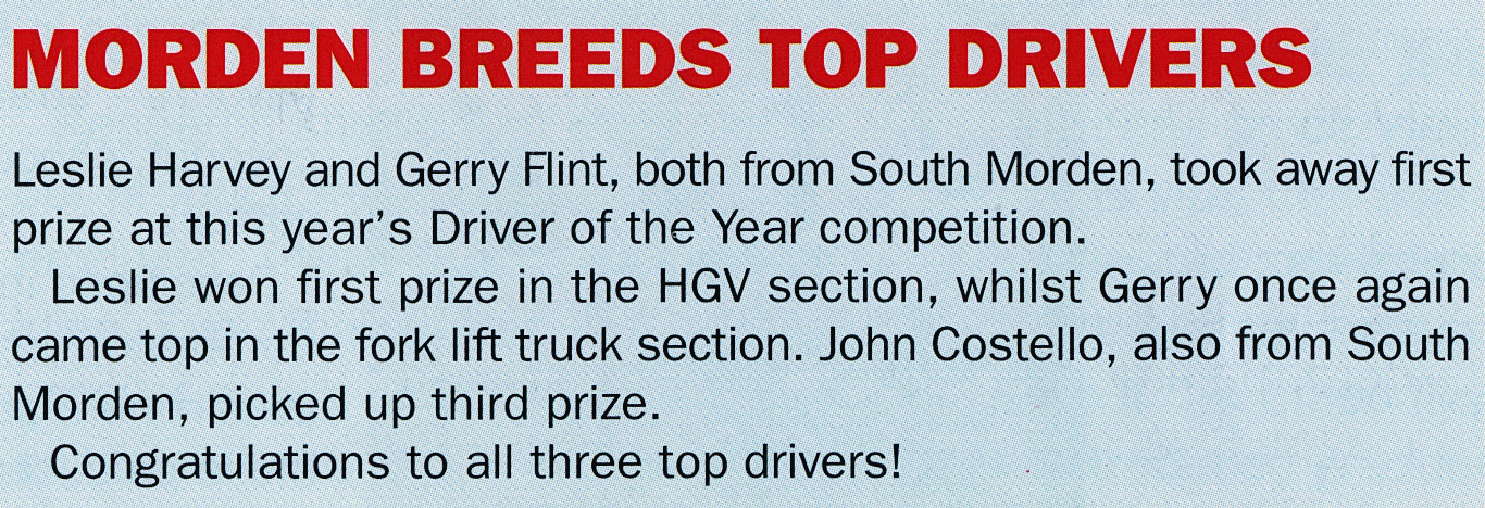 1990 South Morden drivers win top awards - Les Harvey, Gerry Flint and John Costello (1990 Winter Tops Magazine, Courtesy Beryl Purslove)