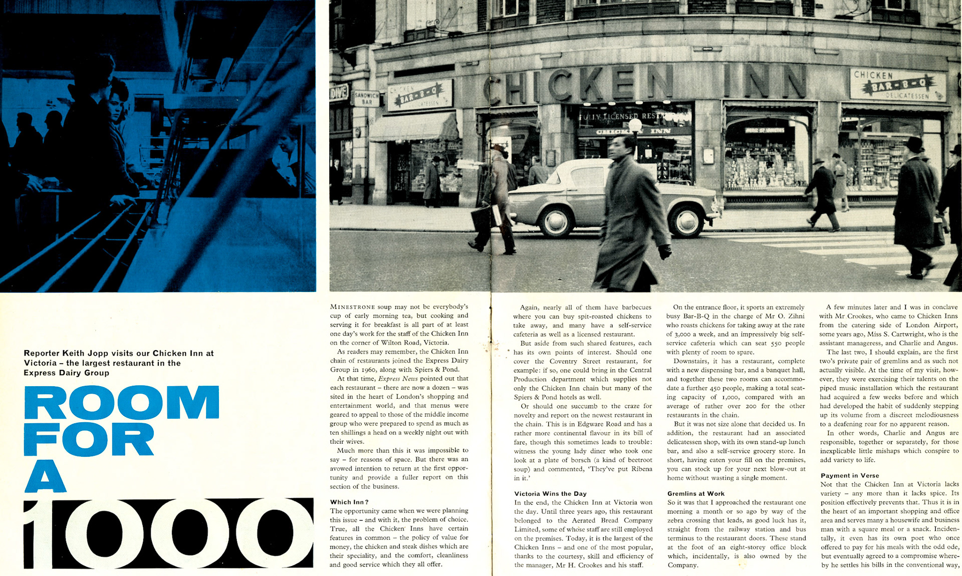 1962 - London Victoria Chicken Inn - seating for 1000!