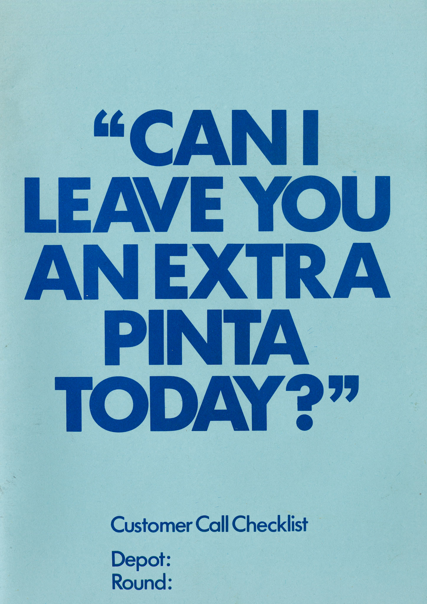 1980's? Customer Call checklist (Express Dairy Tales)