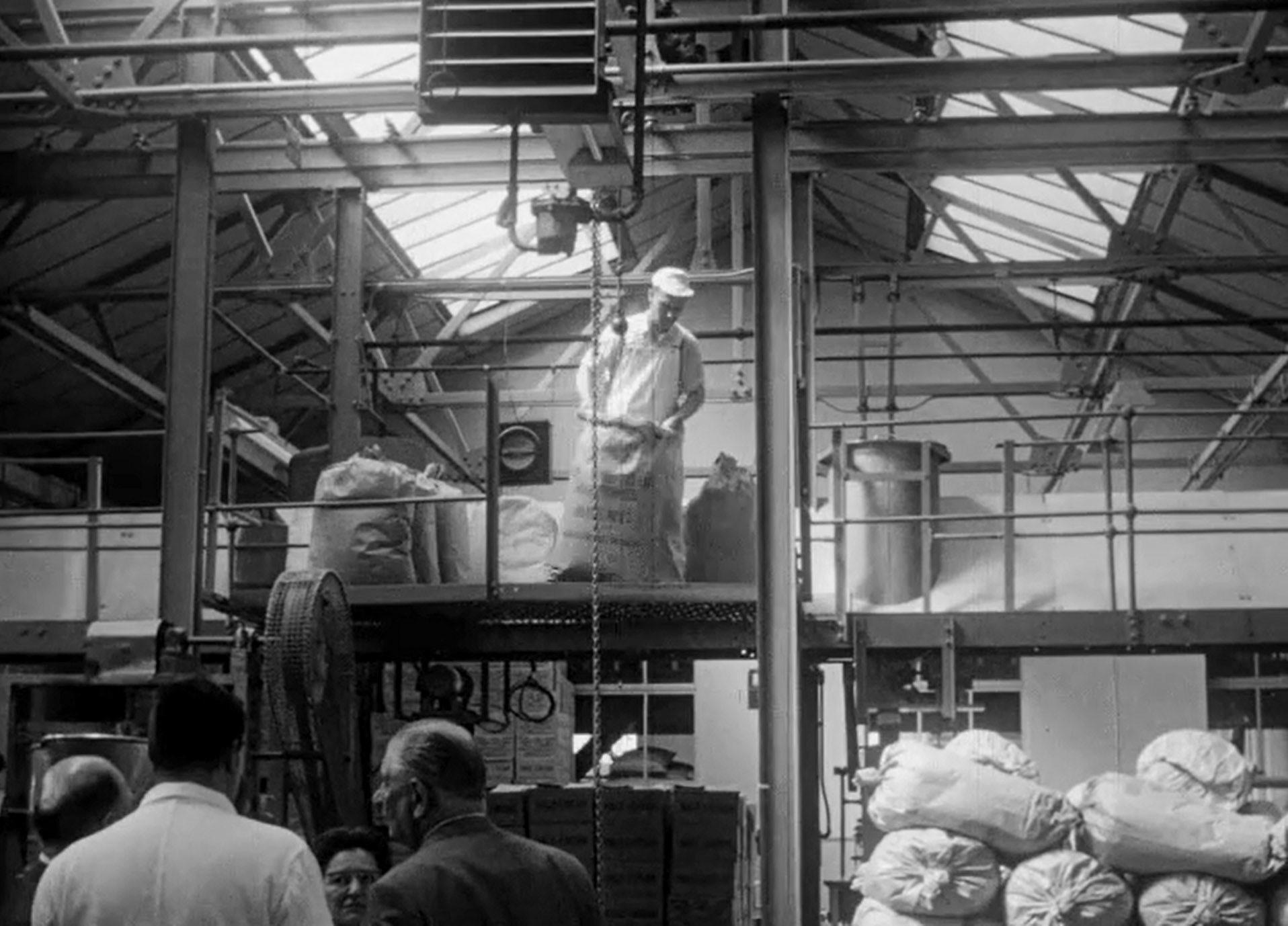 1964 Staff from Magheralin Creamery visit Bovril's Lifton site. (Stills courtesy Broadcasting Authority of Ireland, Department for Communities, ITV, UTV Archive)