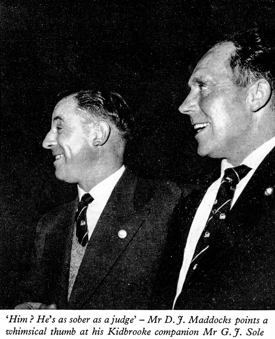 1961 Long Service Dinner at The Connaught Rooms, WC2-Kidbrooke staff Mr D.J. Maddocks and Mr G.J. Sole. (LSA Annual Review)