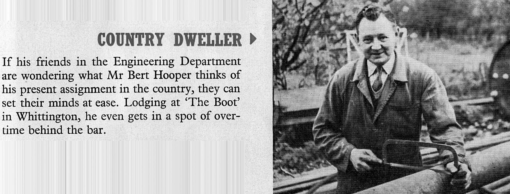 1957 Whittington installation engineer Mr Bert Hooper