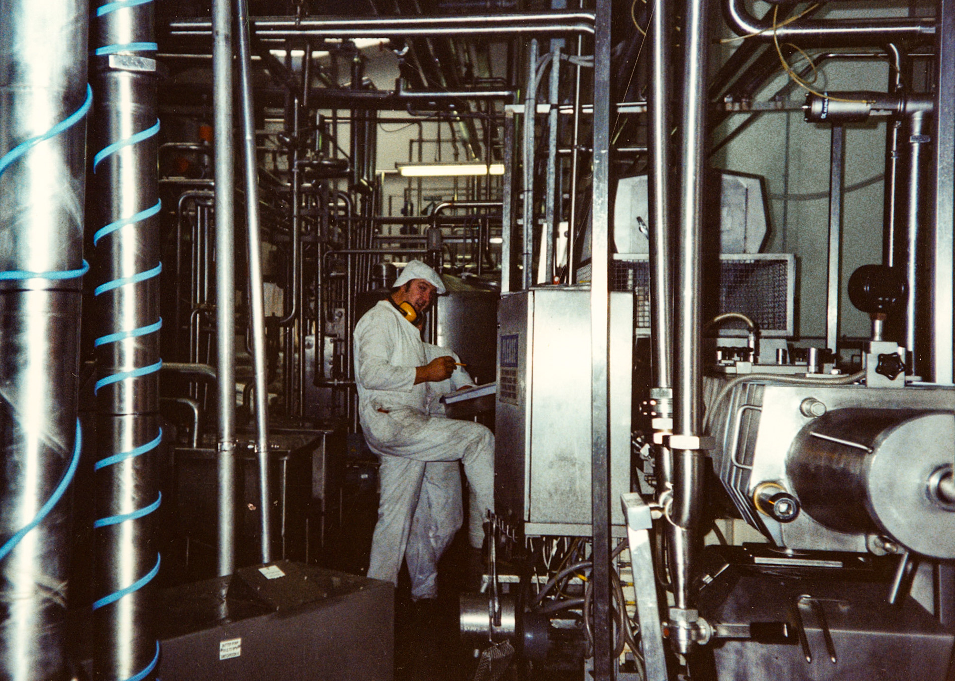 1991 Honiton, November, following closure announcement: Dave Keywood and ? in the Butter Room. (Courtesy Wendy Hawker)