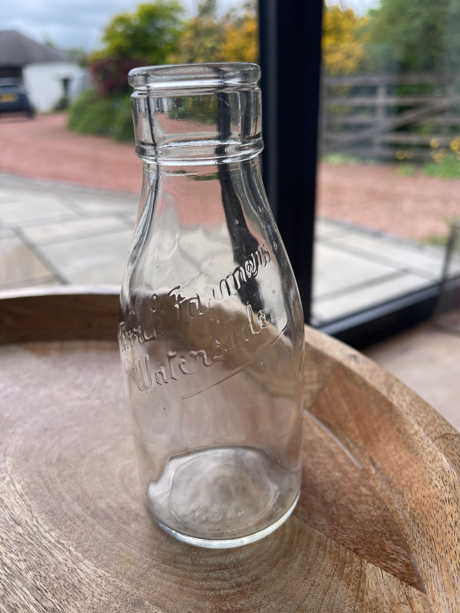 1950s? Waterside Creameries bottle, pictured May 2026 during site visit. (Courtesy of Fiona Edgar)