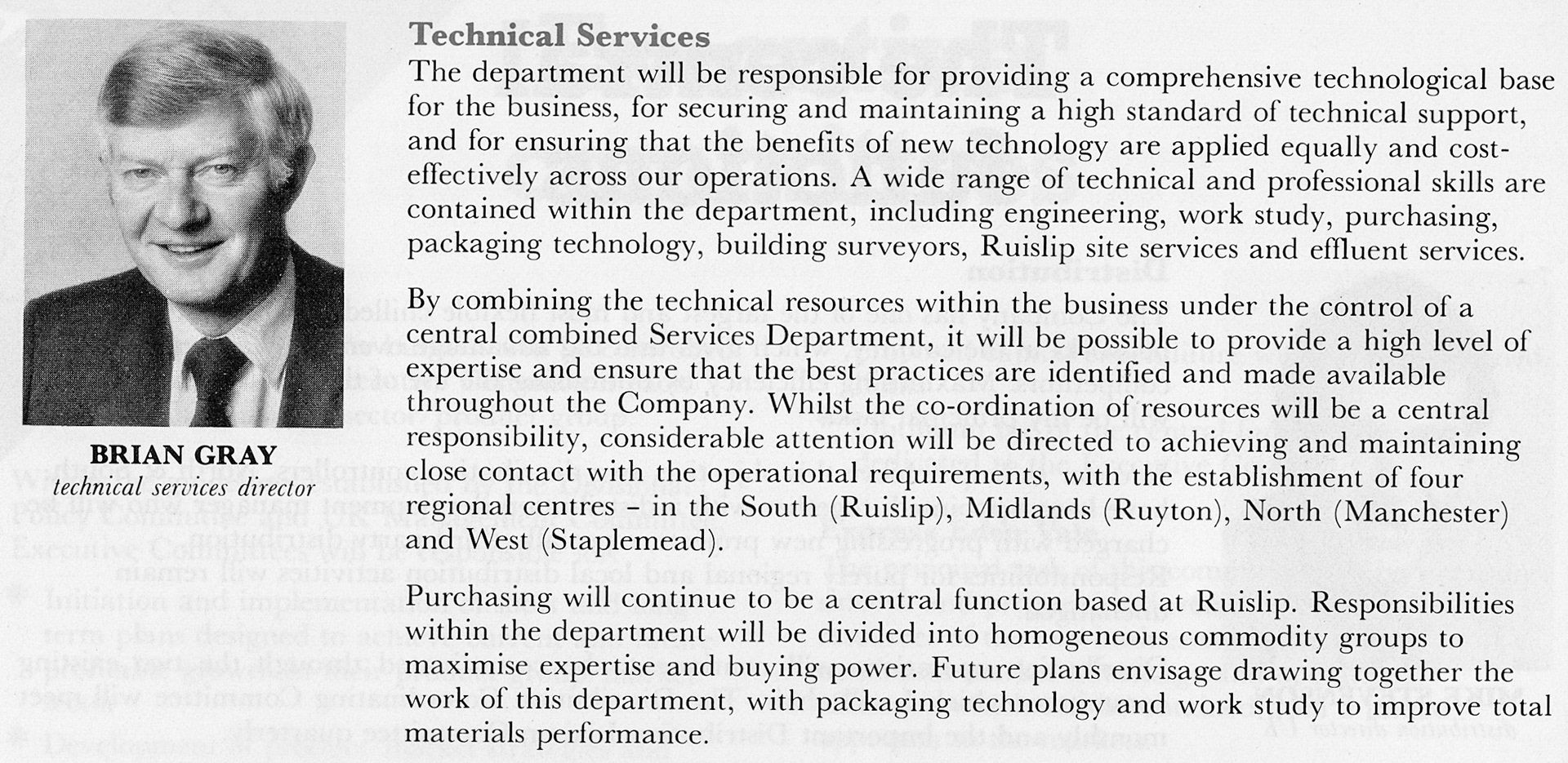 1981 BRIAN GRAY, Technical Services Director