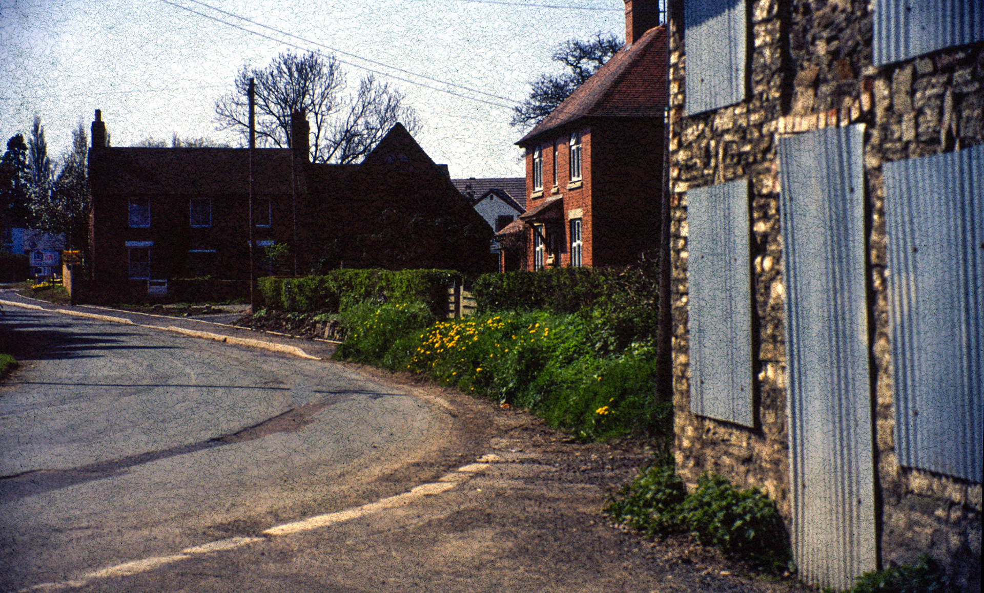 Minsterley Village. Hester Greenwood comments "The Toll House is our house" (Joe Lyons 35mm slides)