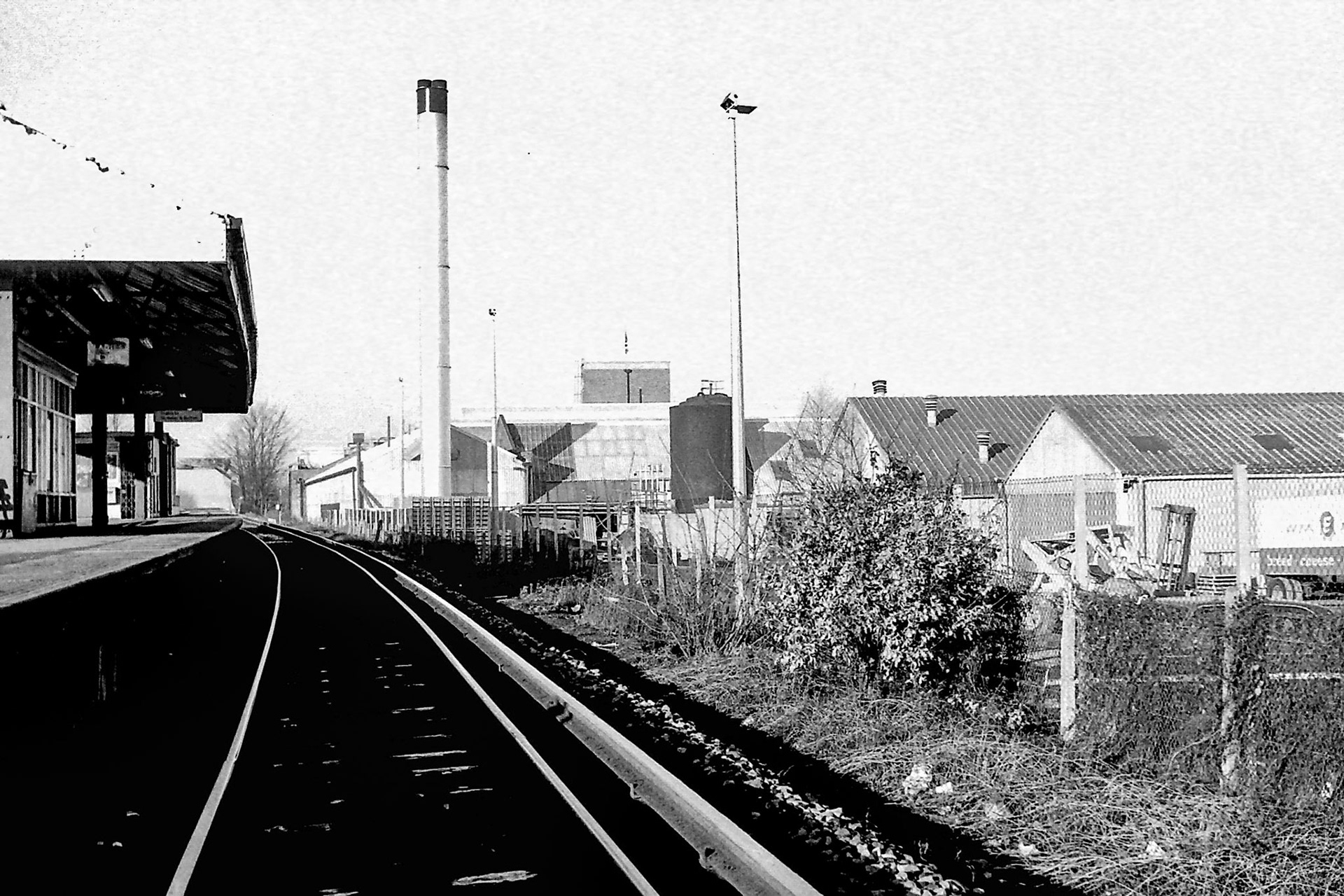 1980 Views of South Morden Dairy from Morden South Station, after rail siding removal. (Photographer Sam Jones)