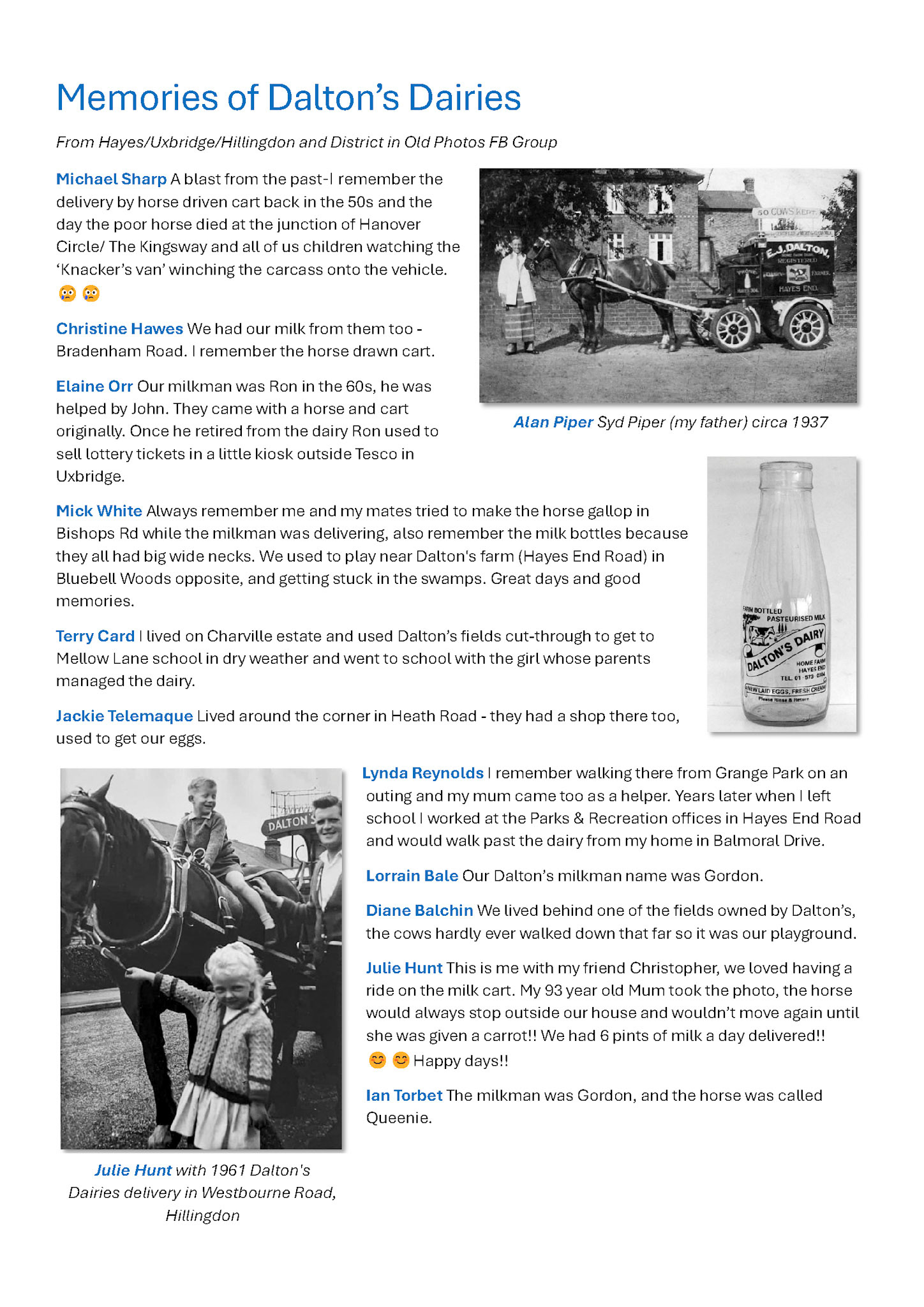 Memories of Dalton’s Dairies, compiled from Hayes/Uxbridge/Hillingdon and District in Old Photos FB Group - Page 1