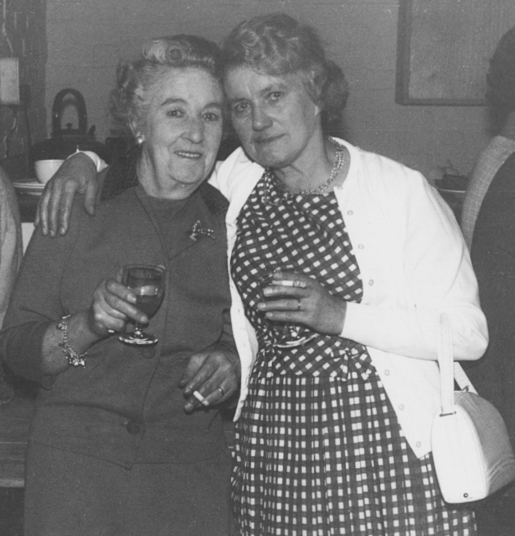 Carol Bennett comments "My mum Nancy Gray and her friend Mrs Gwen Stephens. Mum worked at the creamery for many years." Terry Gray adds "Very good friend for years, Mum and Gwen enjoying a drink." Alison Middle adds "It's nan in the white cardigan, Mrs Gwen Stephens" (Joe Lyons Collection)
