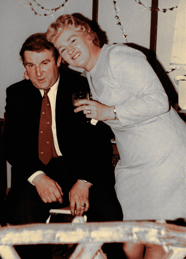 Sue Higgins comments "Another one of my Mum, Mary Evans; she did like to party." With Esmund Betton. (Courtesy Joe Lyons)