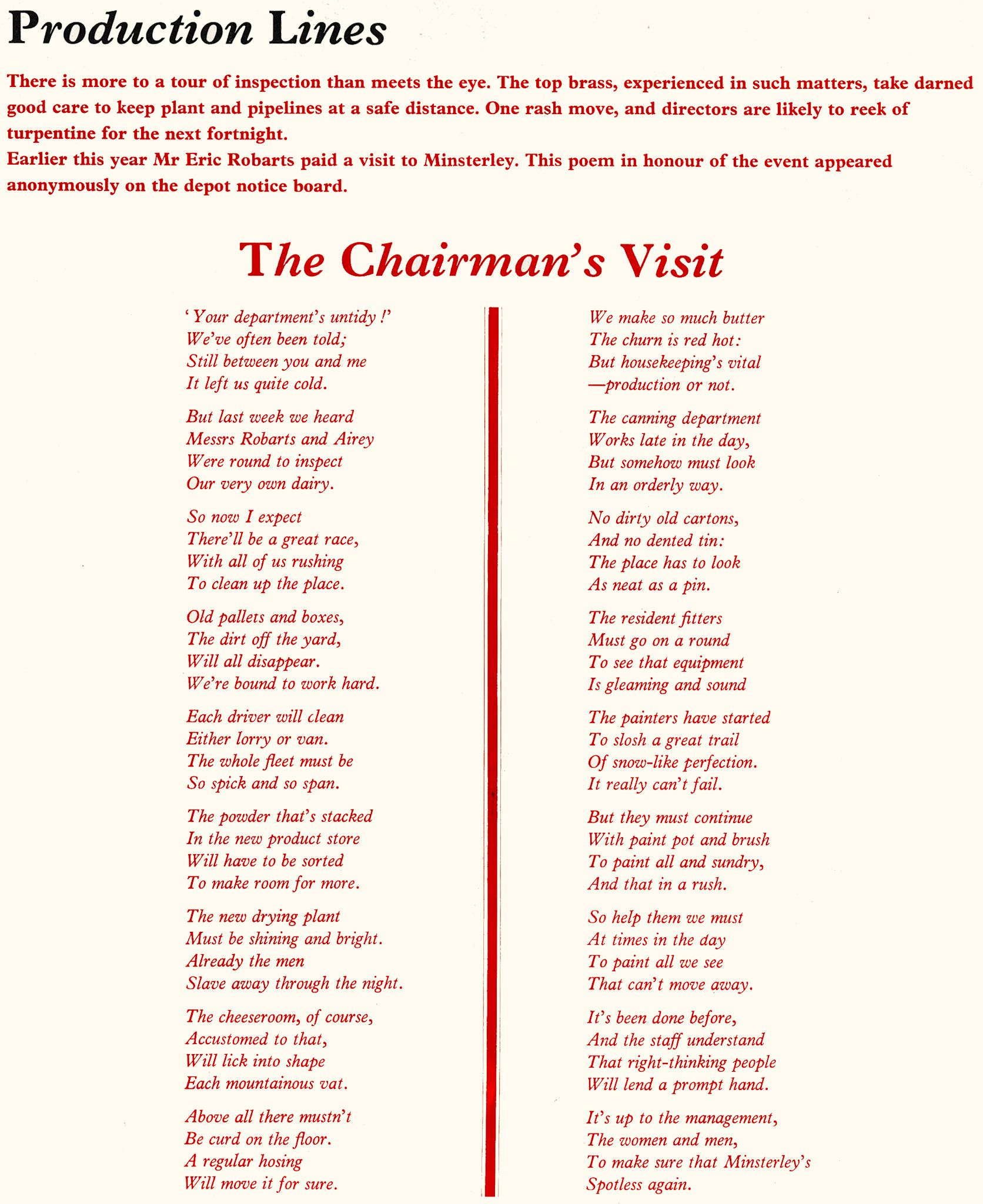 1967 Minsterley poem, written in honour of Eric Robart's visit. (Express News Christmas)