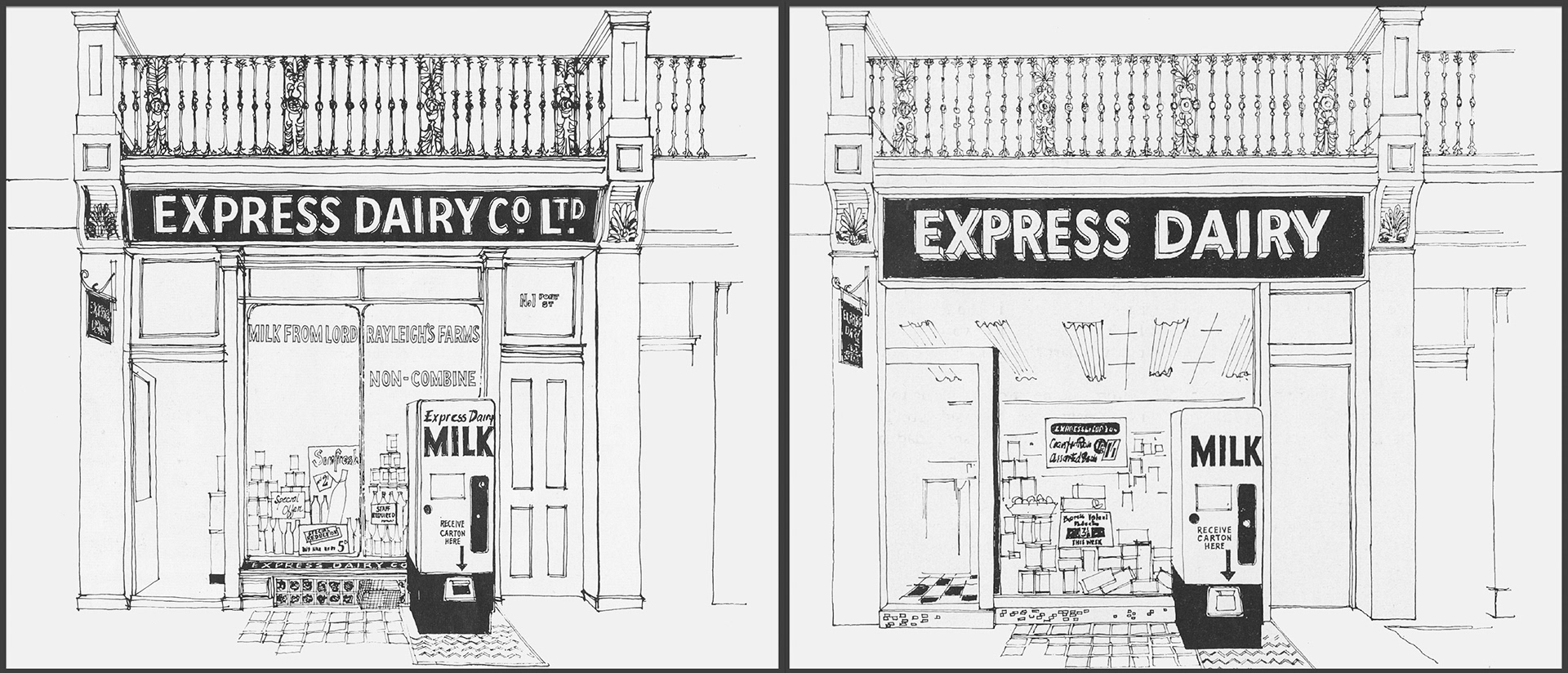 1961 Pont Street, Belgravia shop before and after re-design, from Express News shops feature (Express News Summer)