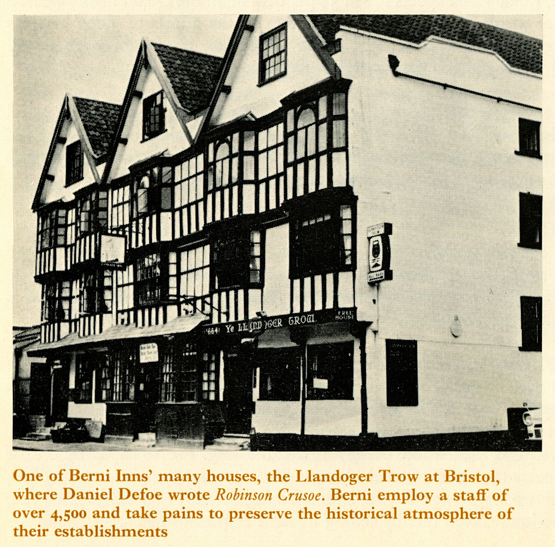 1970 Berni Inns becomes part of the Group - Llandoger Trow in Bristol