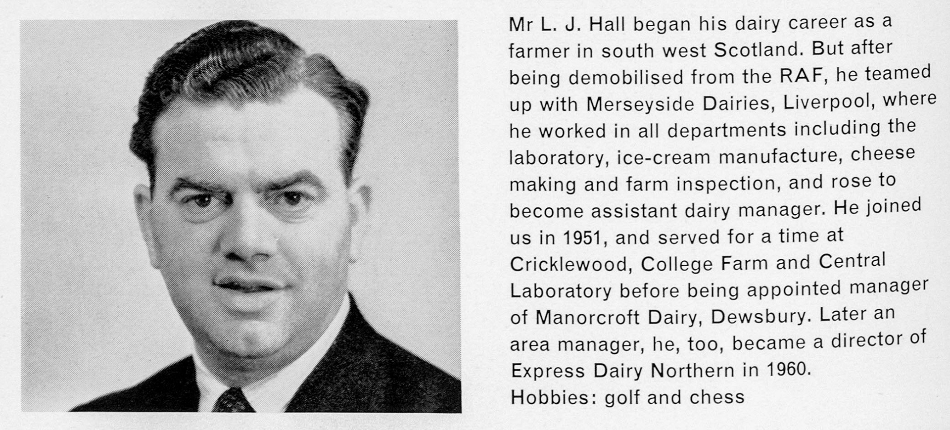 1962 Recent Appointments-Mr L.J. Hall, Director-Chester and Wirral. (Express News Autumn)