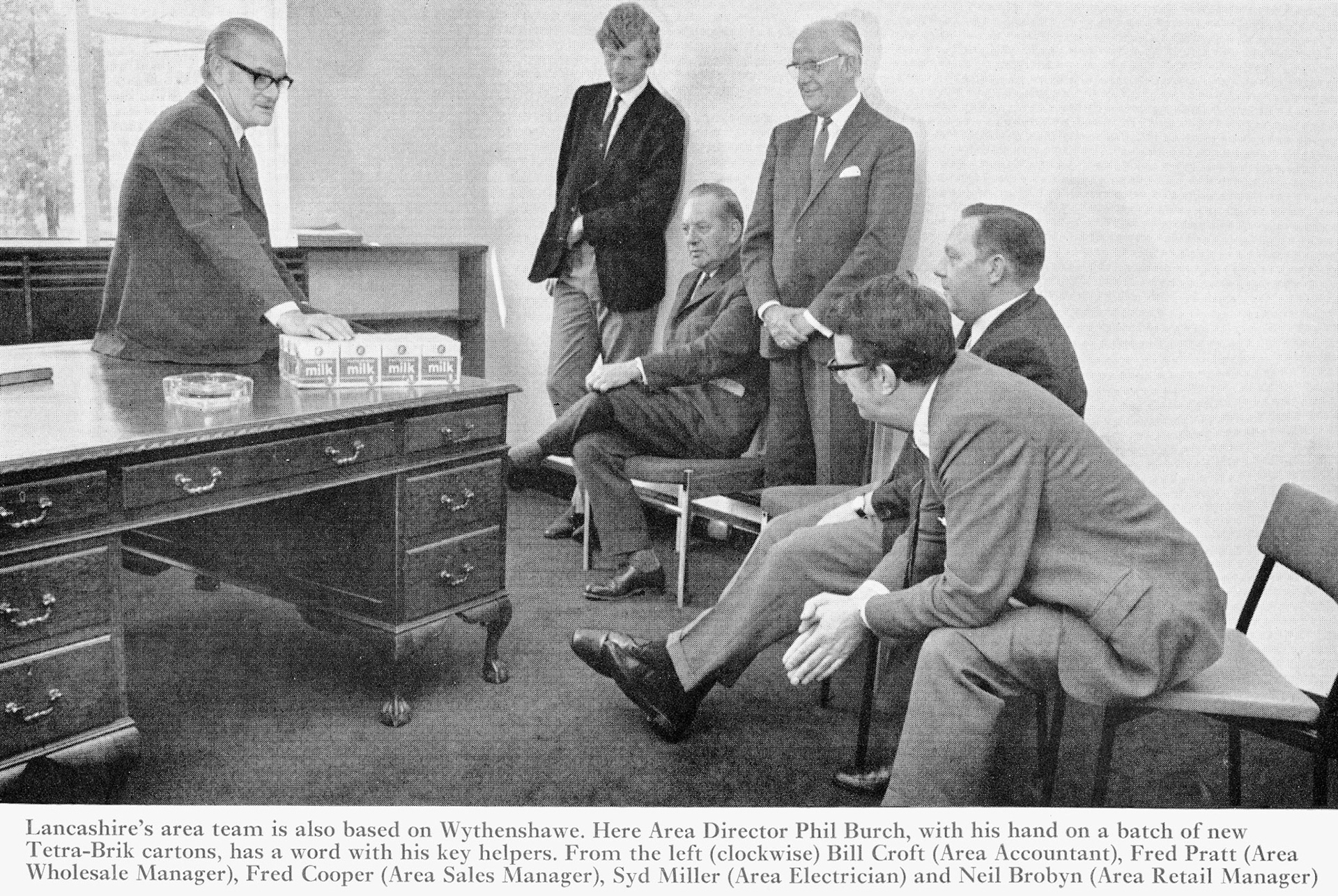 1971 Wythenshawe-Management Team Phil Burch, Bill Croft, Fred Pratt, Fred Cooper, Syd Miller and Neil Brobyn. (Express News Xmas)