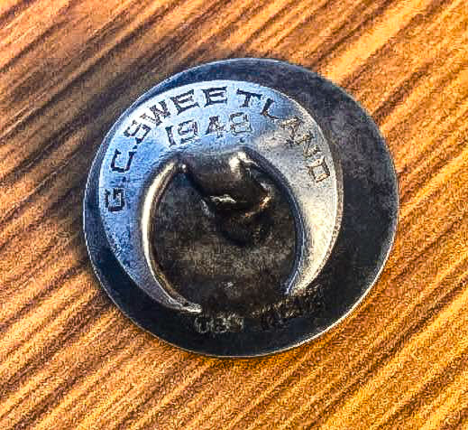 1948 Graham Sweetland, inscribed G.C. Sweetland, Seaton Junction 10 Year Service badge (Courtesy Keith Sweetland)