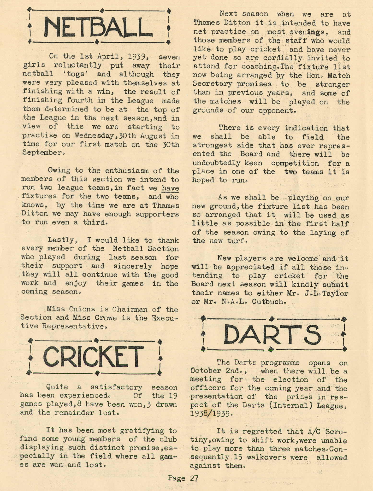 1939 'Milmarbo' in-house magazine, edition 4, published at the outbreak of WWII when staff were preparing to move to the newly constructed Thames Ditton HQ.  (Express Dairy Tales publication)