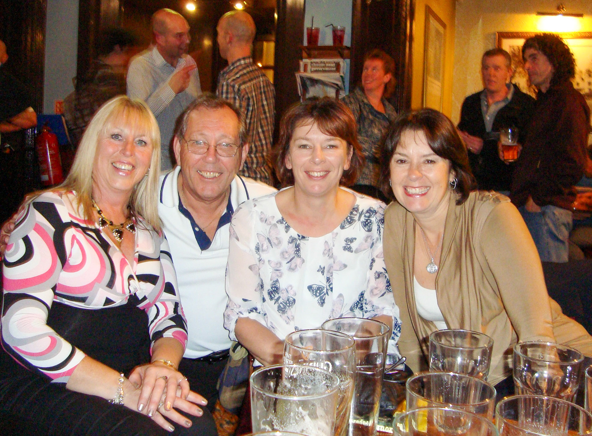 2014 Exeter Staff Reunion. Tracey Hill, Phil Budd, ? and Wendy Hawker. (Courtesy Phillip Budd)